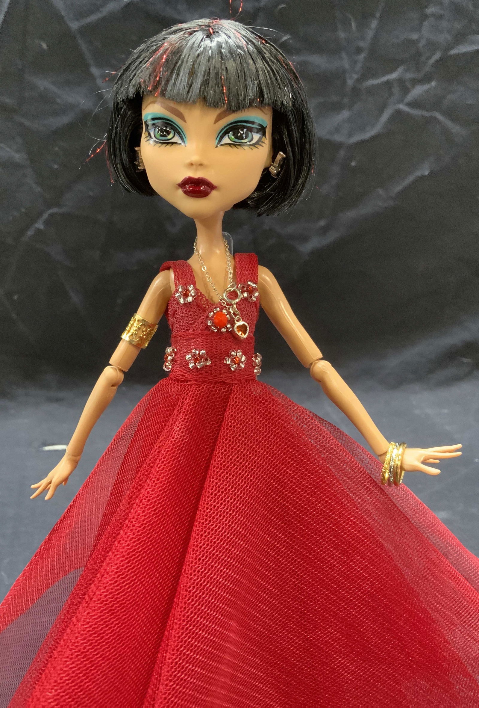 2008 Mattel Barbie Fashion Doll: 2008 Mattel Barbie fashion doll with red dress and fashion accessories. Trademarked to back of neck and body. Measures approx. 10.5 inches tall. In good condition. Barbie, Mattel, fashion doll, fashio