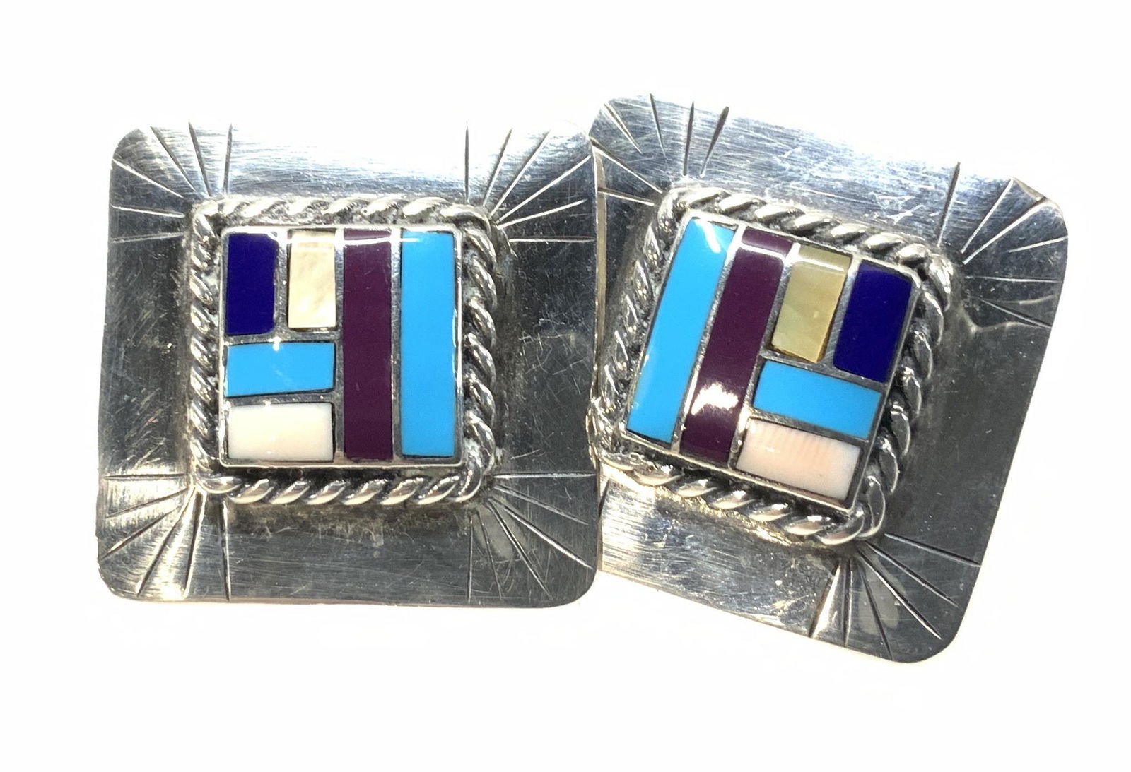 Sterling Silver I Southwestern Button Earrings (1 of 6)
