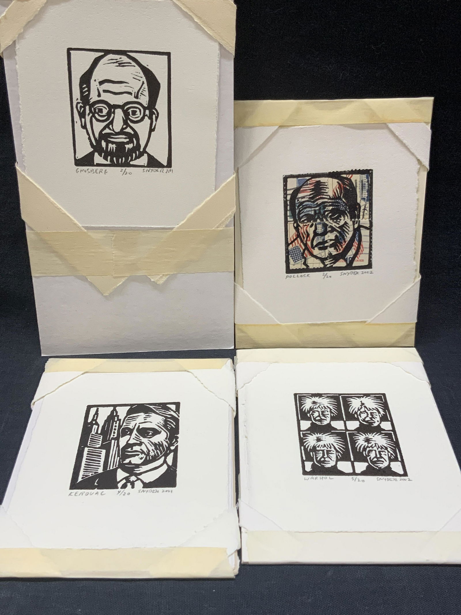 4 Snyder Signed Block Prints Of Artists (1 of 7)