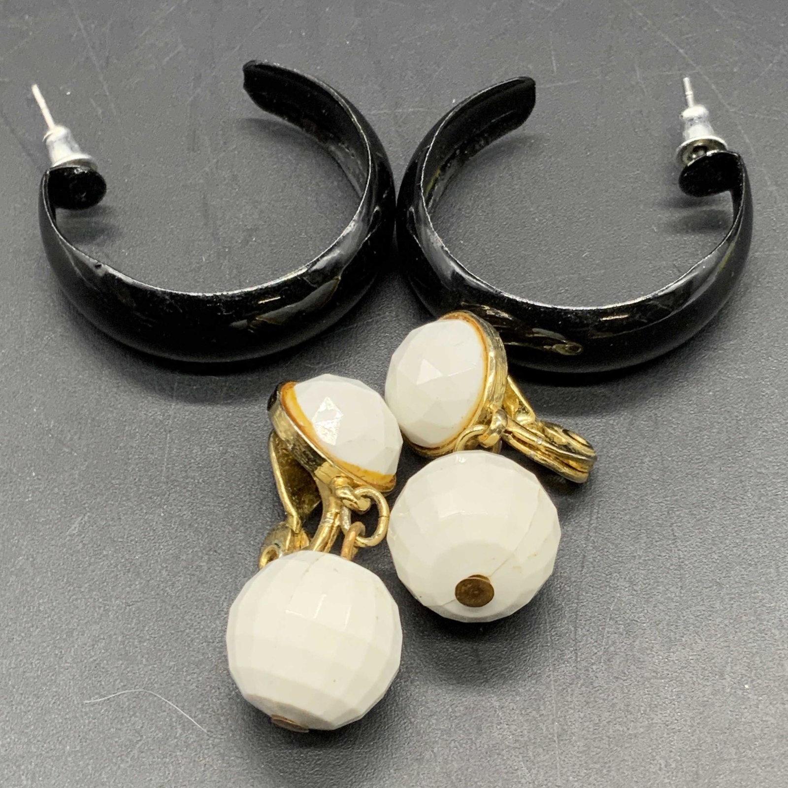 Lot 2 Black Hoop & Drop Earrings, MONET & More (1 of 8)