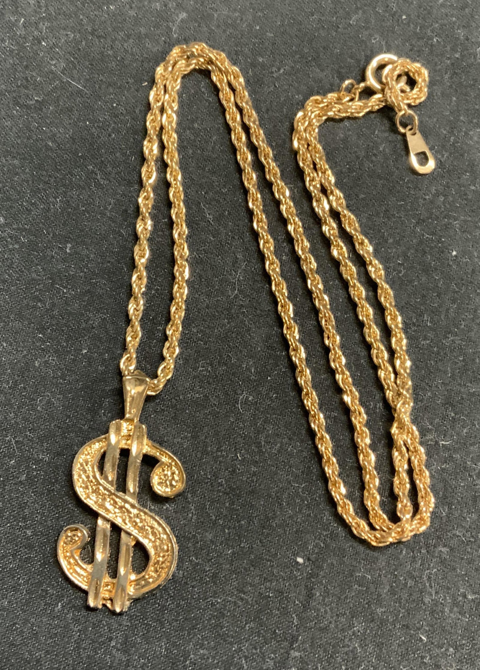 Gold Tone Dollar Sign Pendant Necklace (1 of 6)