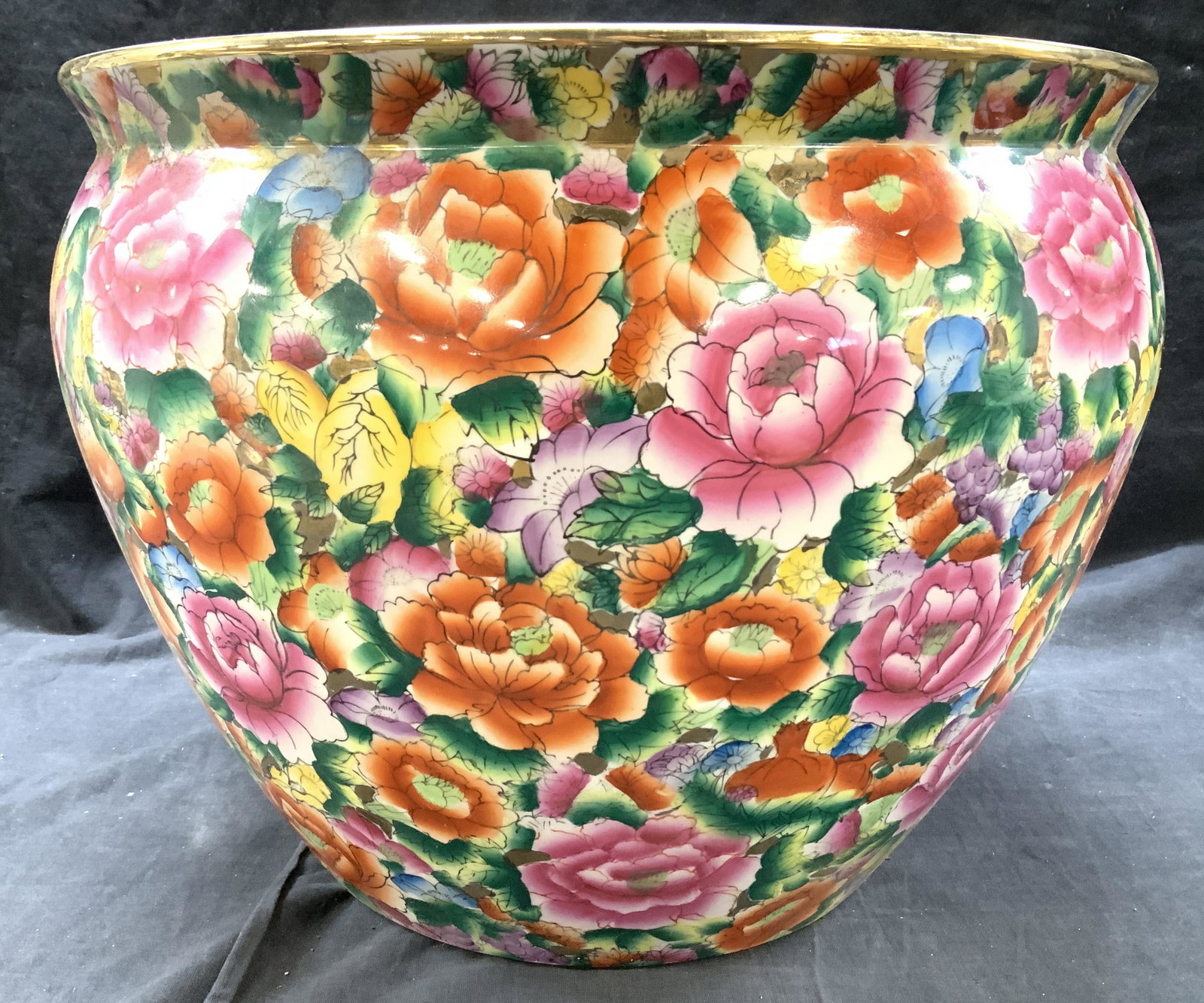 Asian Rose Chinoiserie Porcelain Planter (1 of 8)