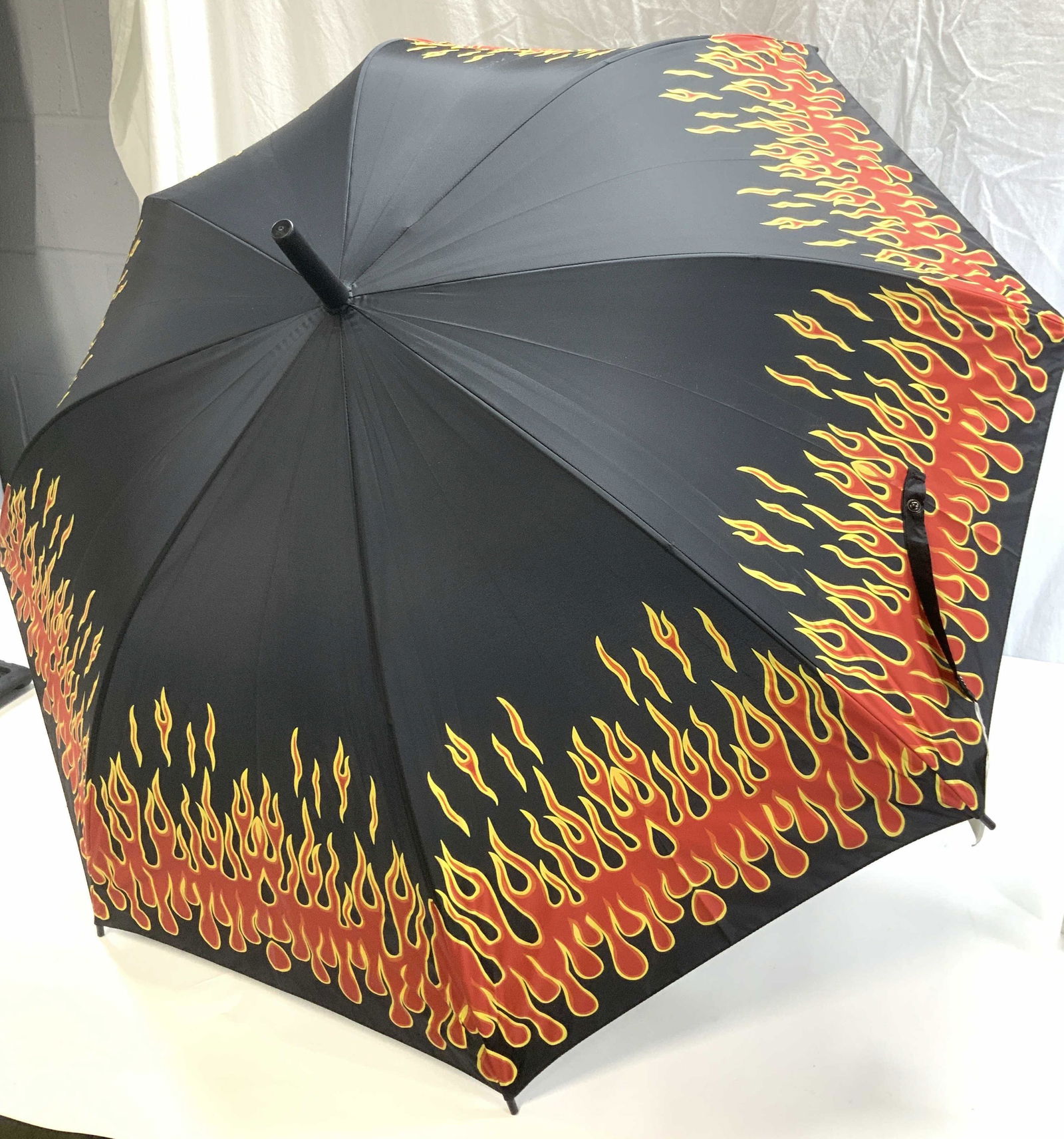 Fire Flame Black J Handle Umbrella, NWT (1 of 7)