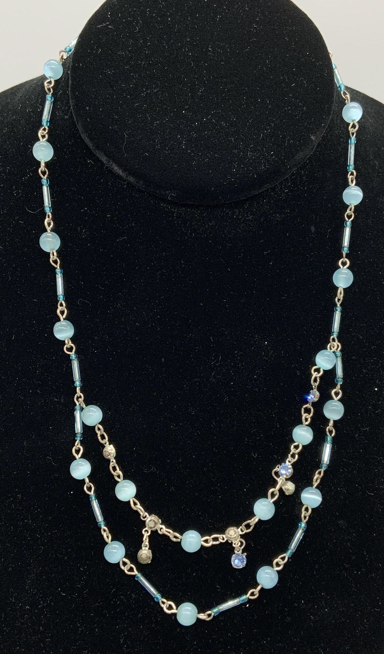 Blue Beaded Double Strand Necklace (1 of 6)