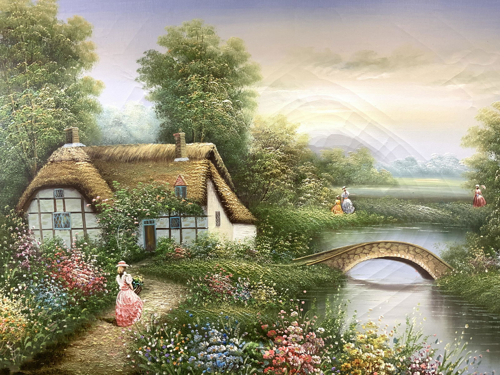 Signed L English Cottage Acrylic Painting (1 of 12)