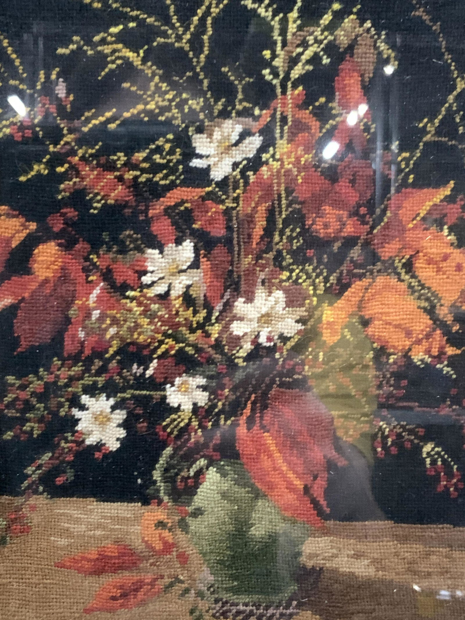 Framed Petite Point Still Life Textile Art (1 of 10)