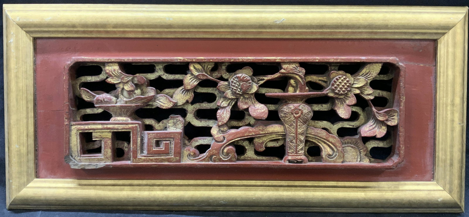 Asian Carved Wooden Lacquerware Wall Panel (1 of 7)