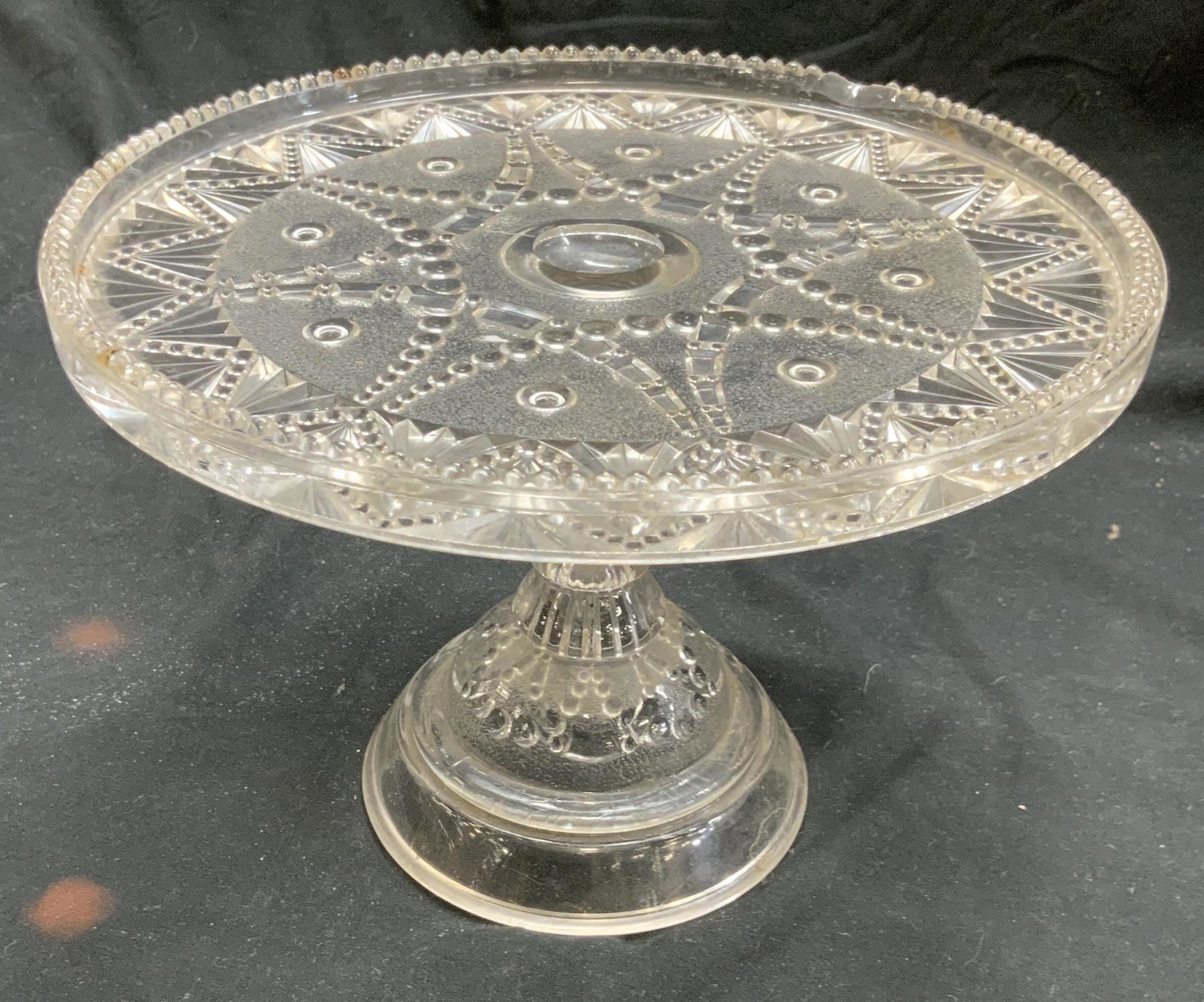 Vintage Cut Glass Footed Cake Stand (1 of 6)