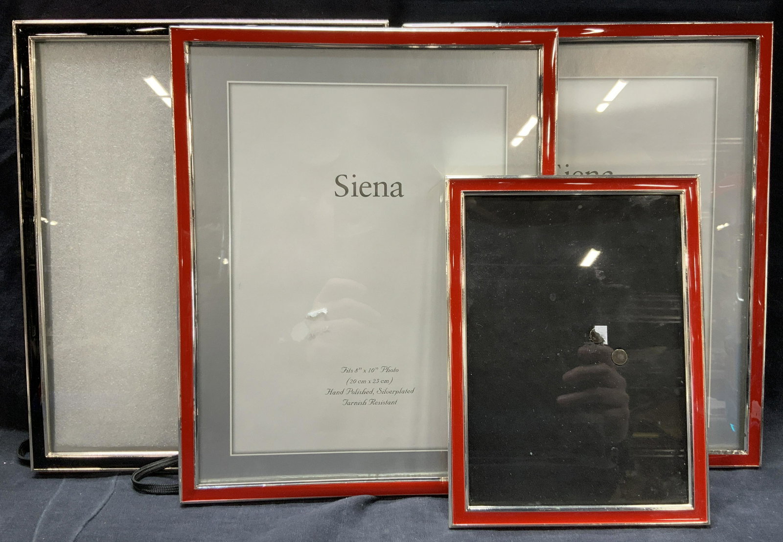 4 Silver Plate Siena Photo Frames Red & Black (1 of 7)