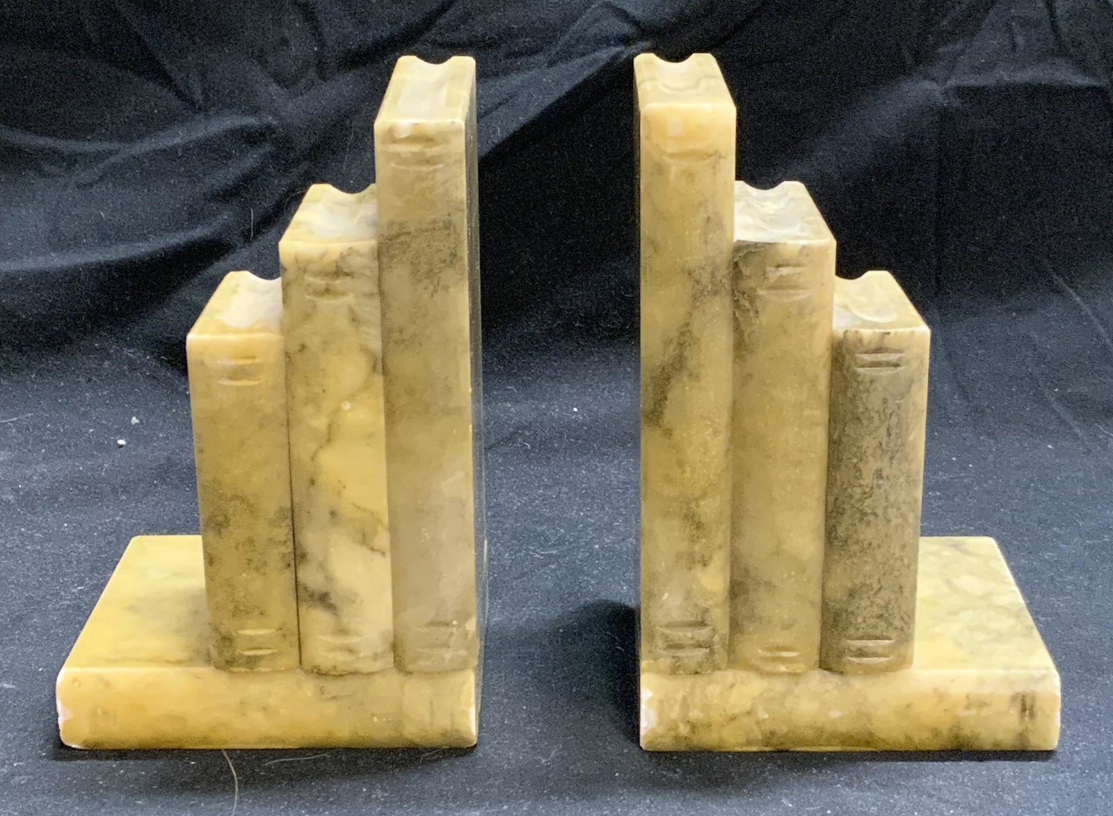 Pair Genuine Alabaster Bookends, Italy (1 of 6)