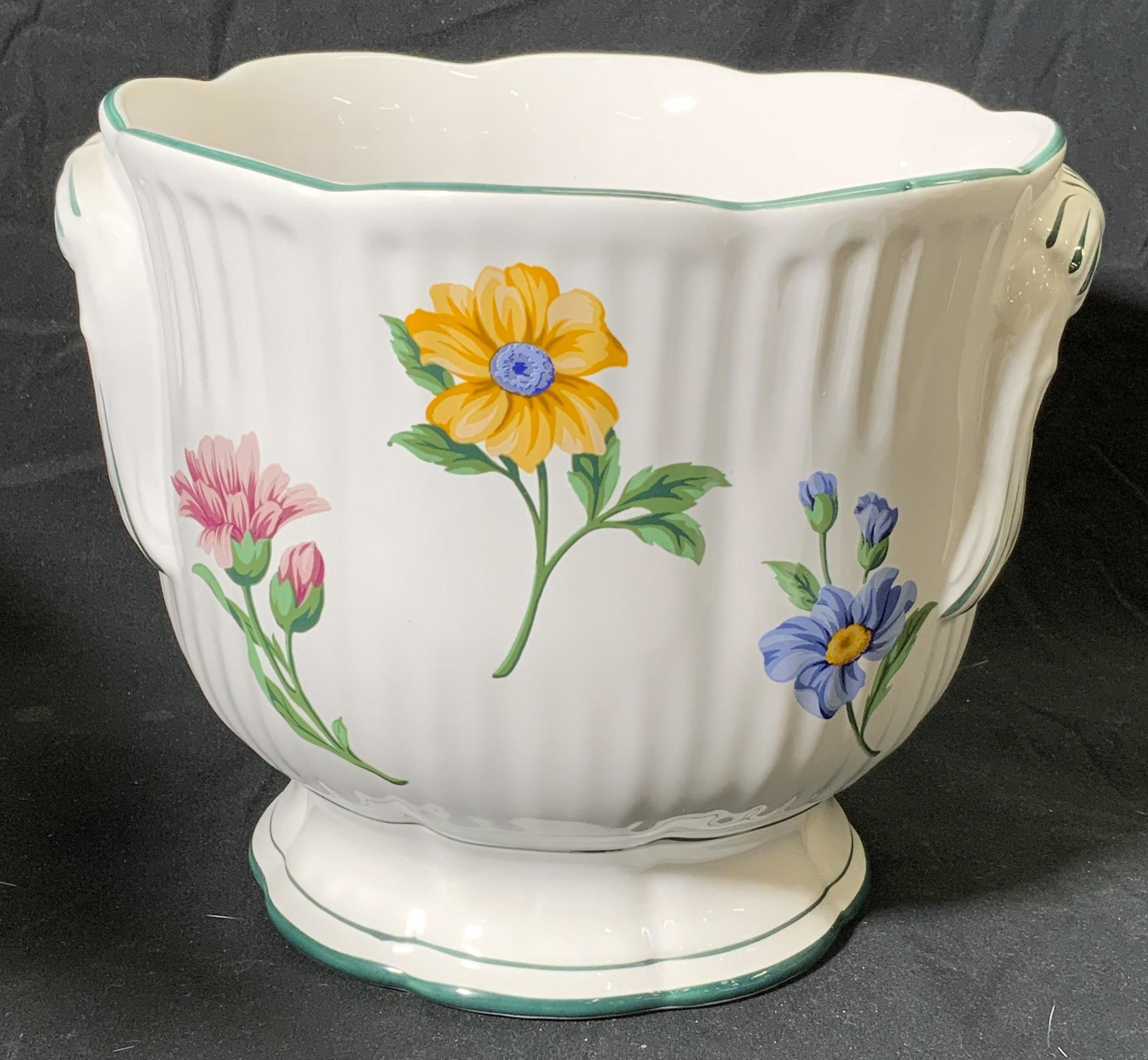 Signed TIFFANY Porcelain Floral Cachepot (1 of 7)
