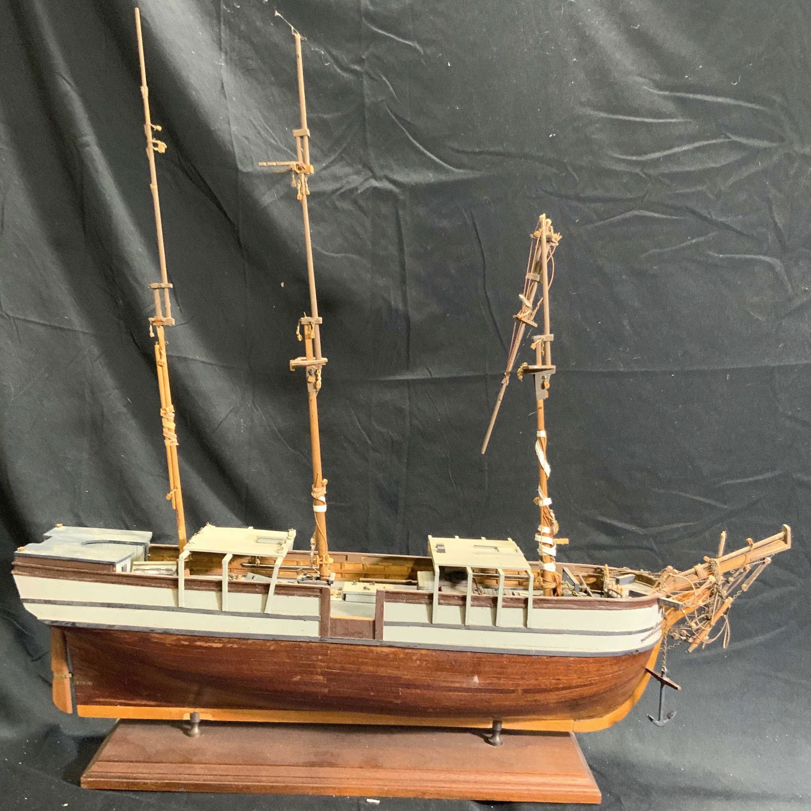 Vintage Wooden Model Ship W Base (1 of 9)