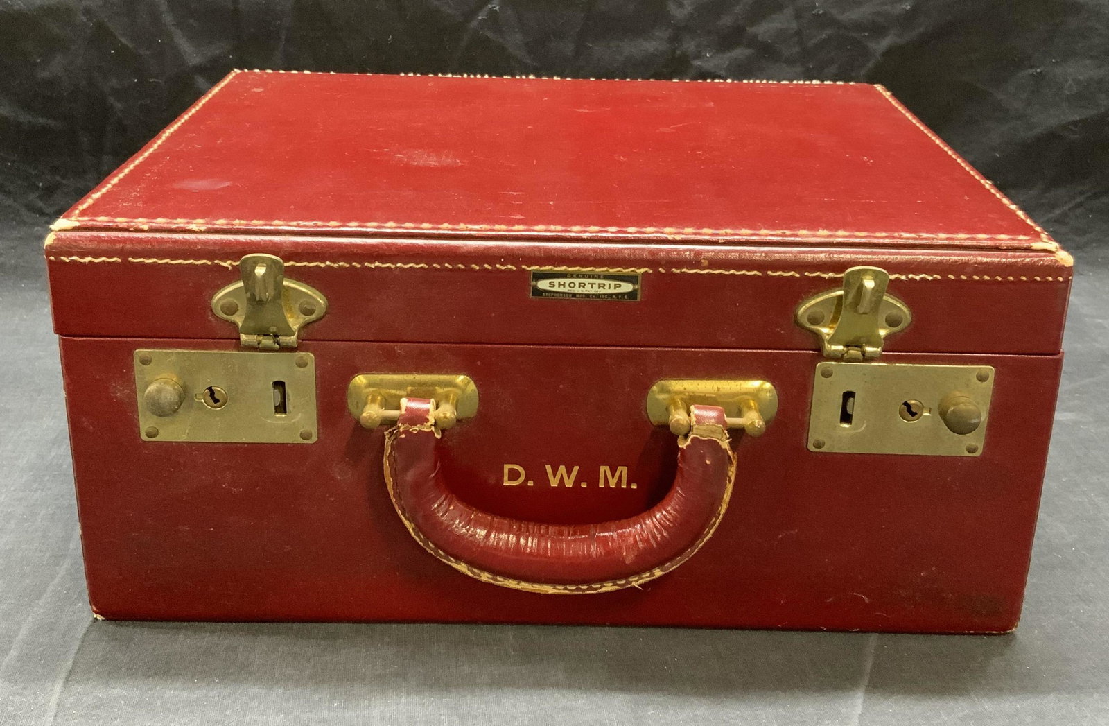 Vtg SHORTRIP Red Leather Train Case Luggage Bag (1 of 7)