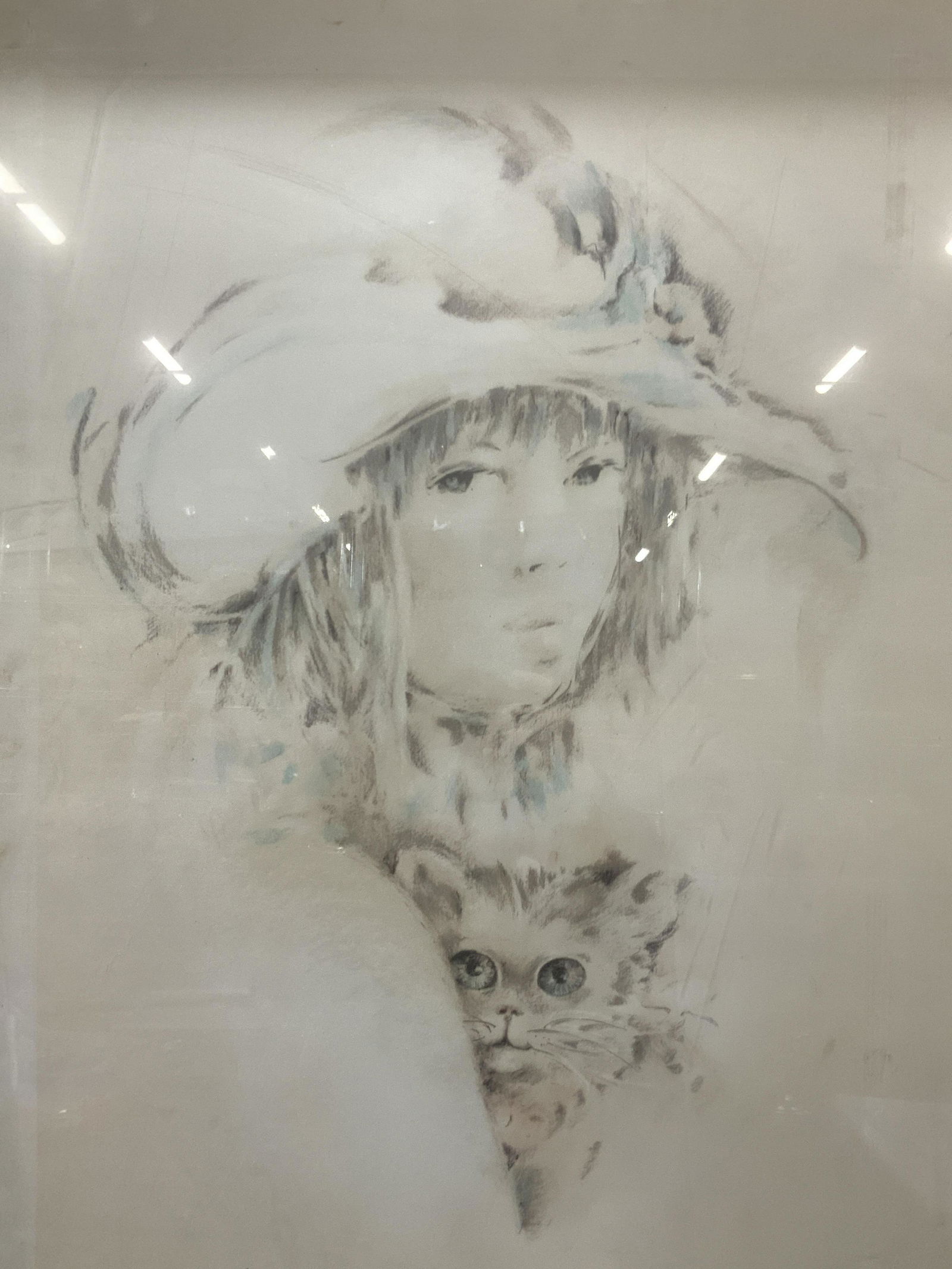 Signed Girl With Cat Portrait Litho (1 of 10)