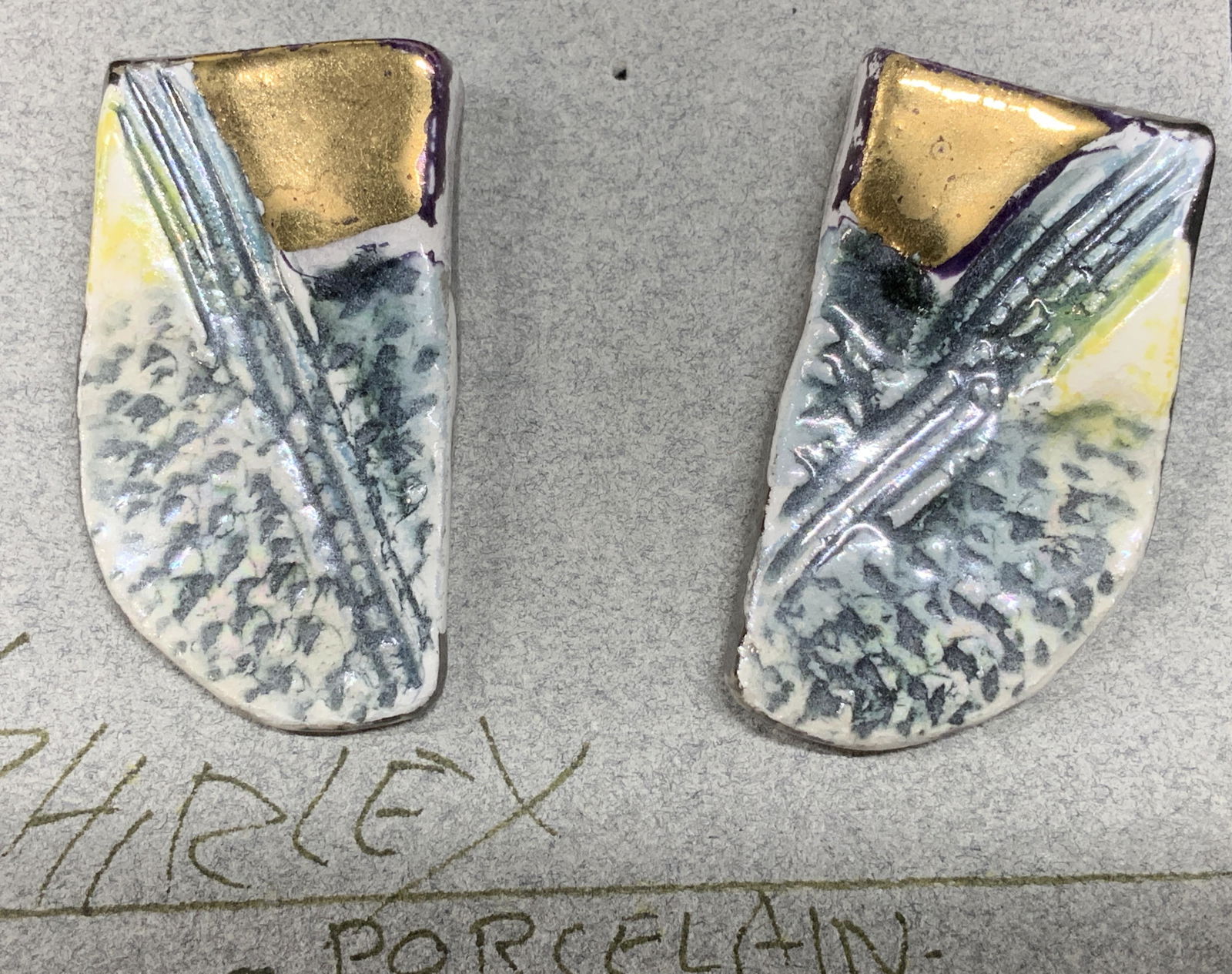 SHIRLEY Artisanal Porcelain Earrings w 22k Gold (1 of 3)