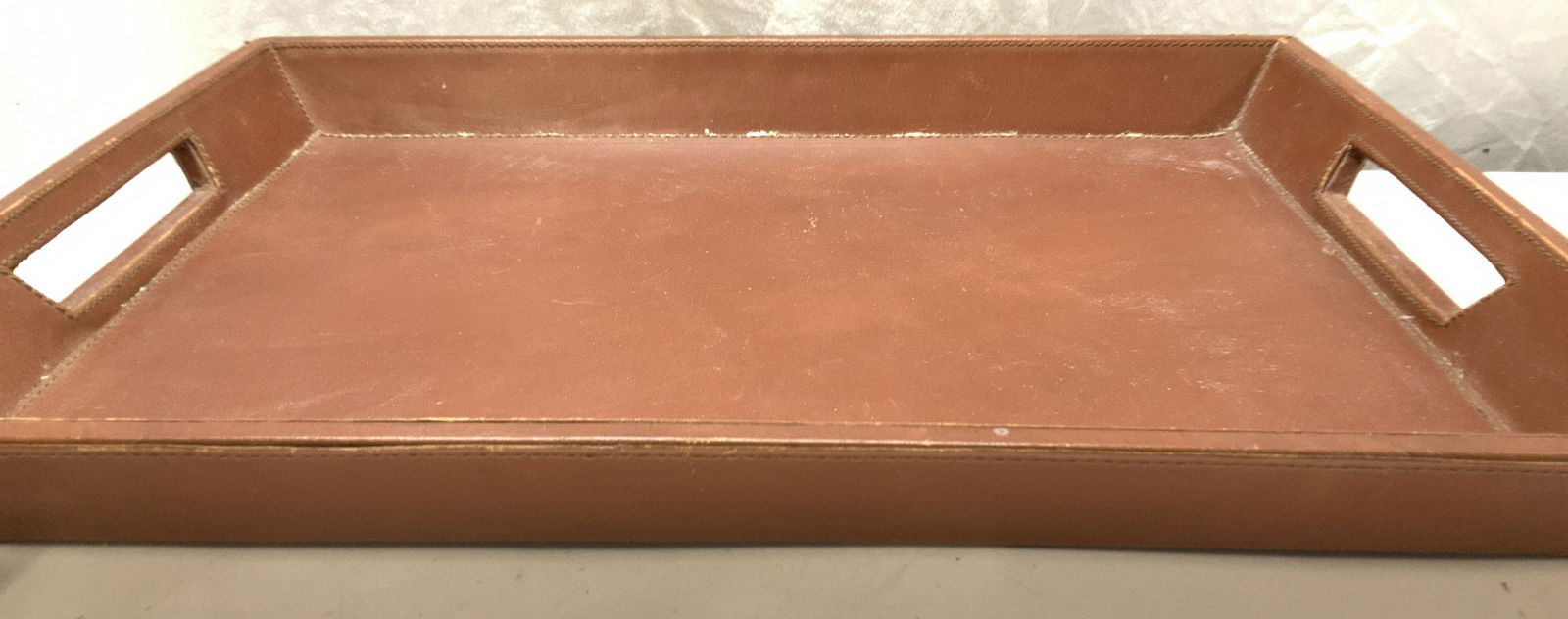 Leather Covered Tray with Handles (1 of 7)