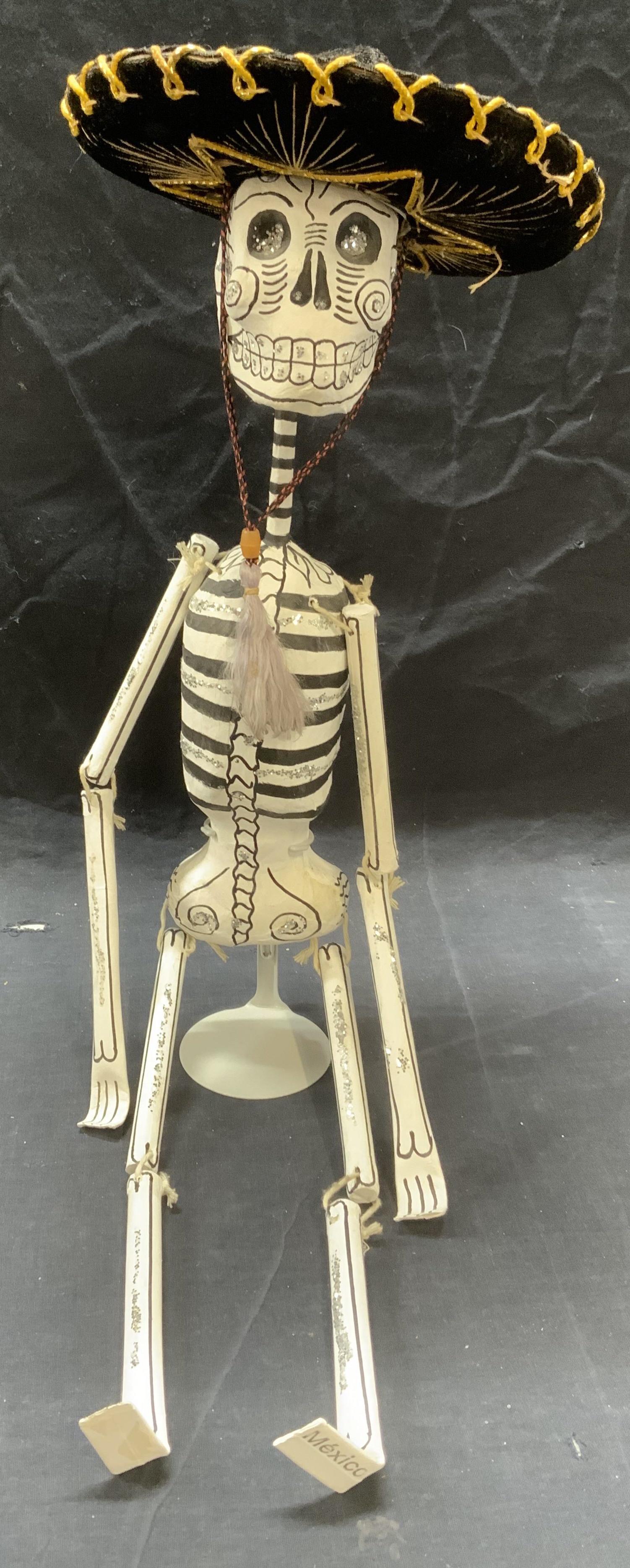 XL Papier Mache Skeleton Figural Mexico 24inL (1 of 6)