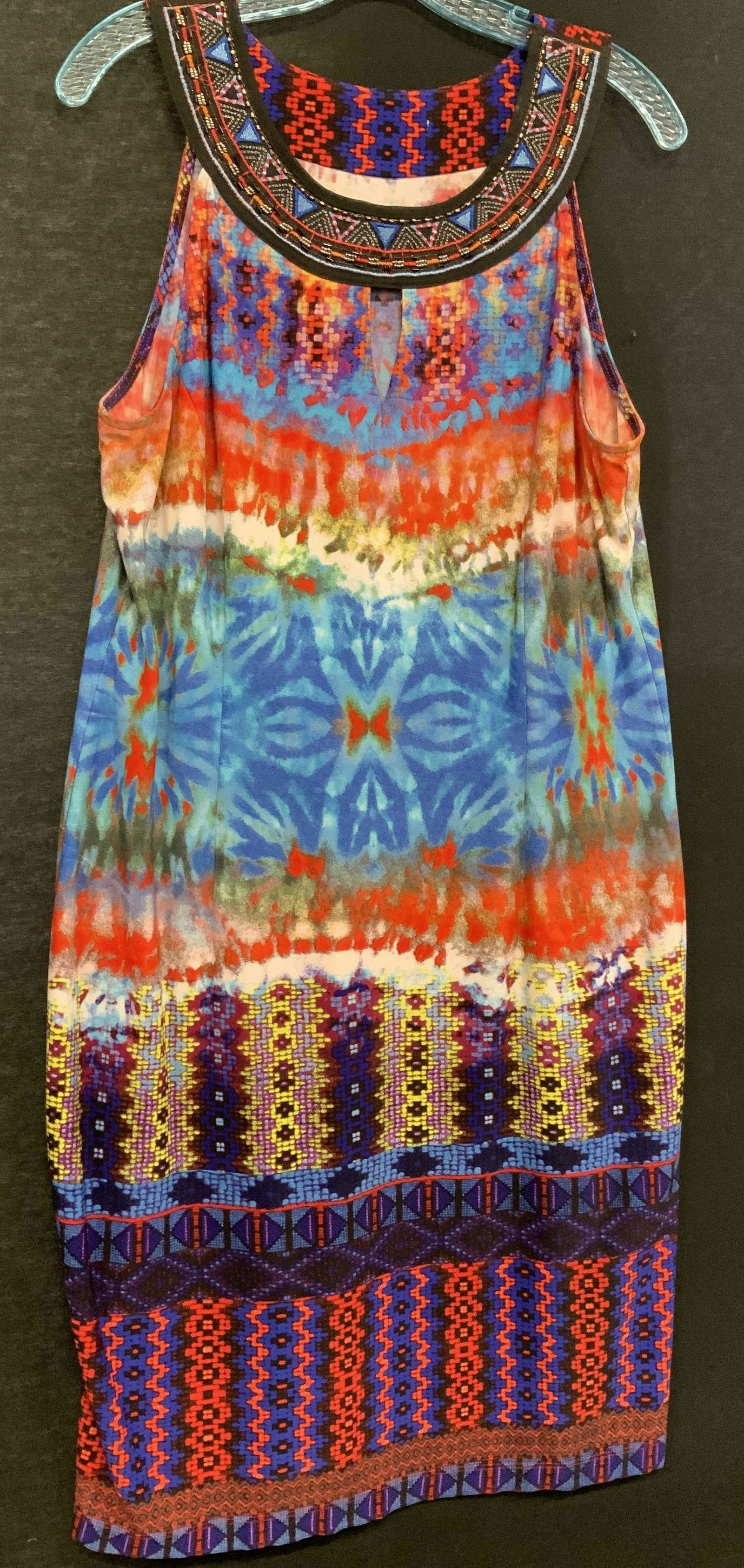 Multi print Sleeveless Summer Dress, Size Large (1 of 6)