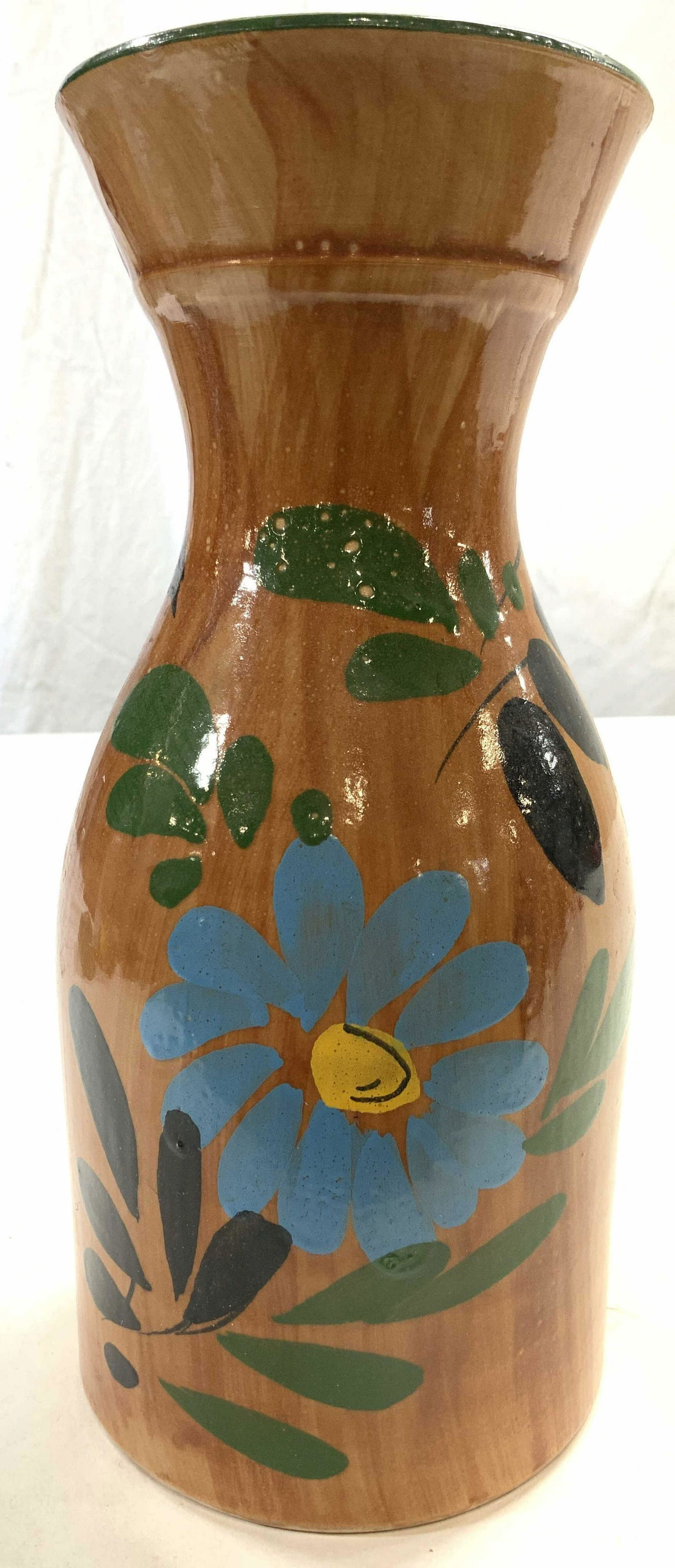 Hand Painted Ceramic Vase Vessel W Floral Detail (1 of 6)