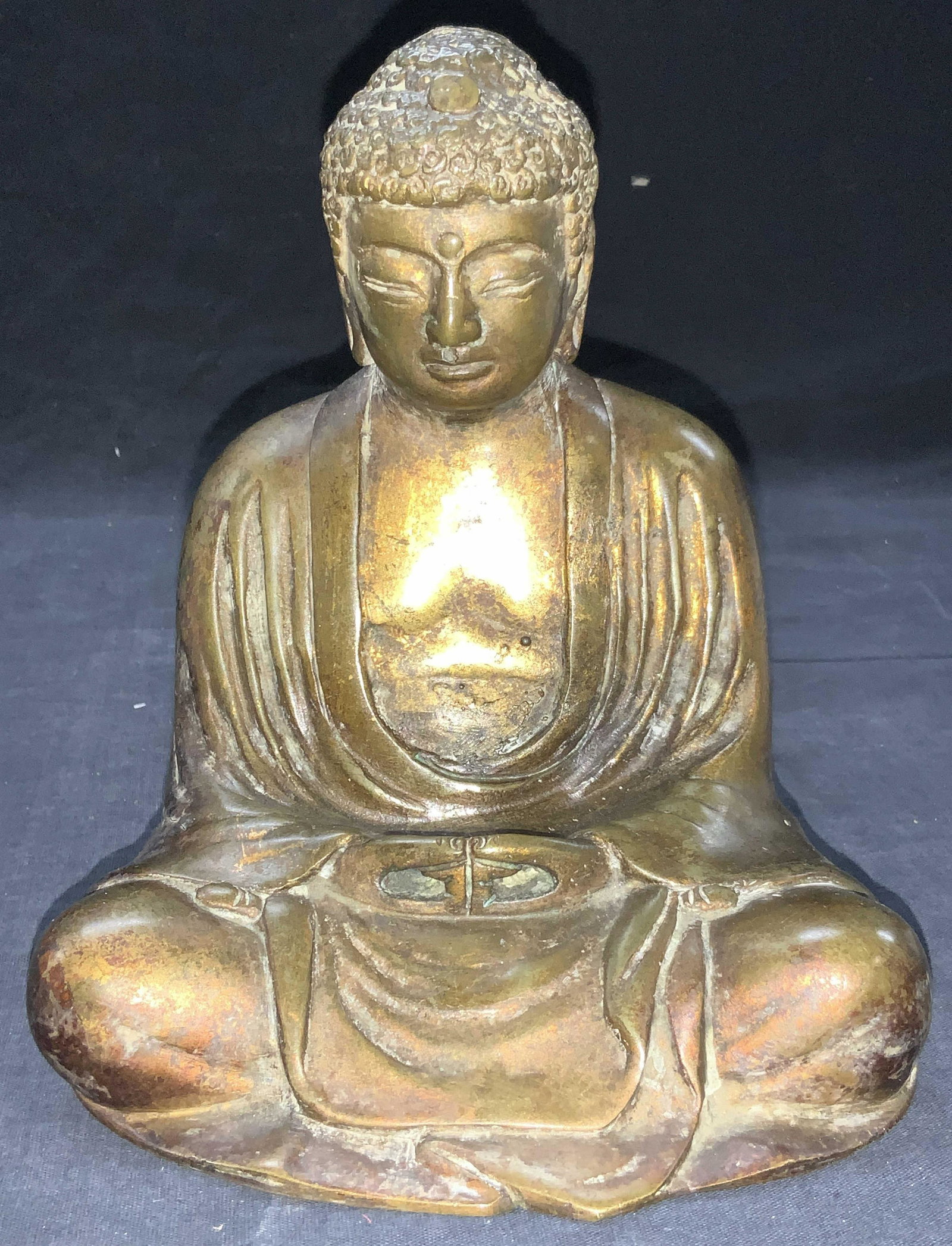 Cast Brass Meditating Buddha Sculpture (1 of 7)
