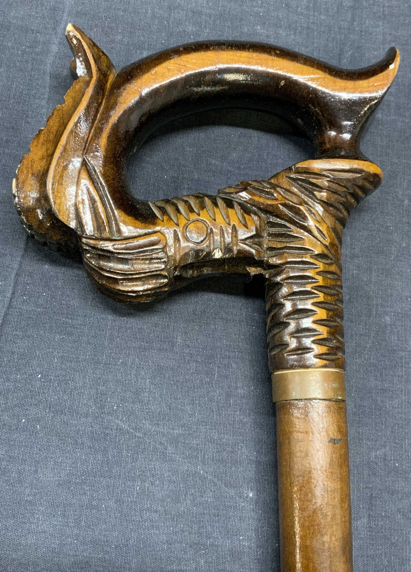 Vintage Carved Wood Dragon Walking Cane (1 of 7)