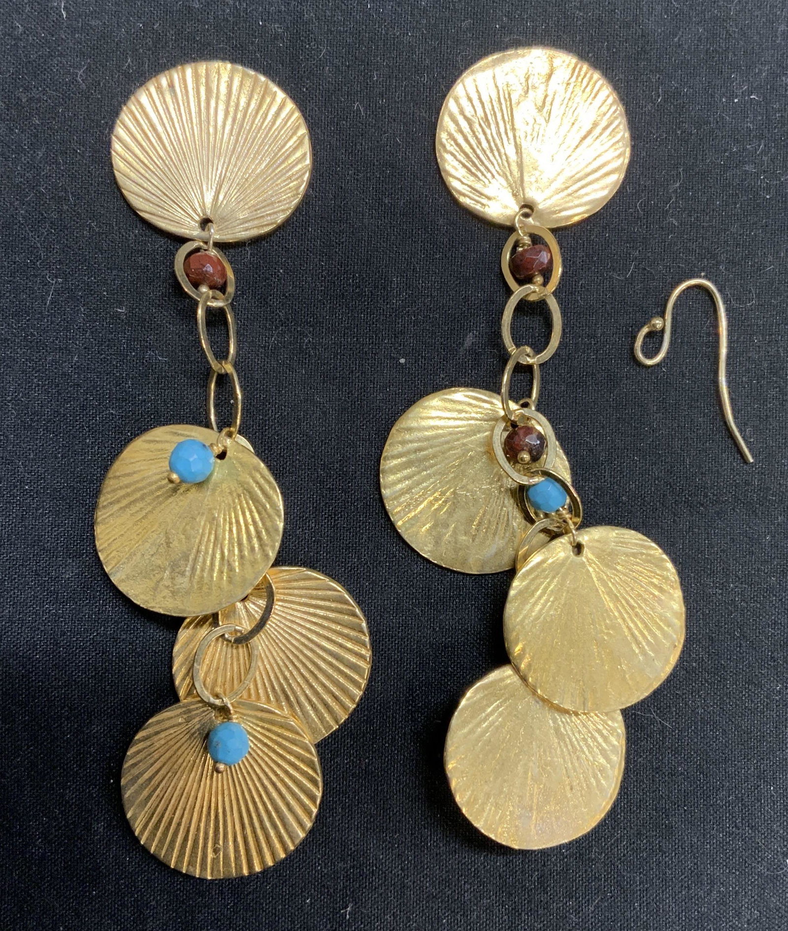 Gold Tone Dangle Earrings, Upcycle Jewelry (1 of 6)
