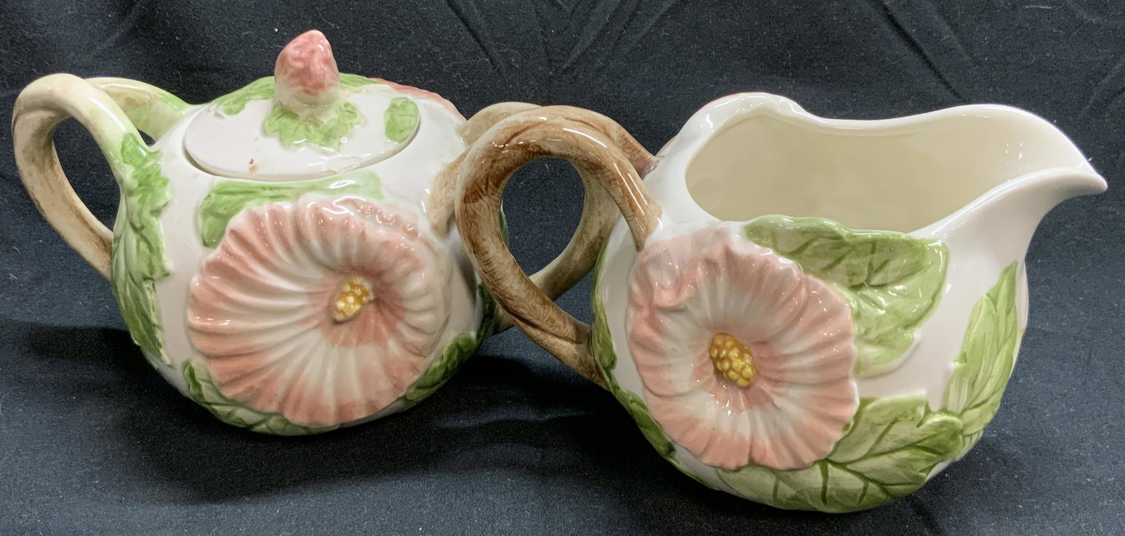 Set 2 FITZ & FLOYD 1987 Ceramic Creamer Sugar Bowl (1 of 8)