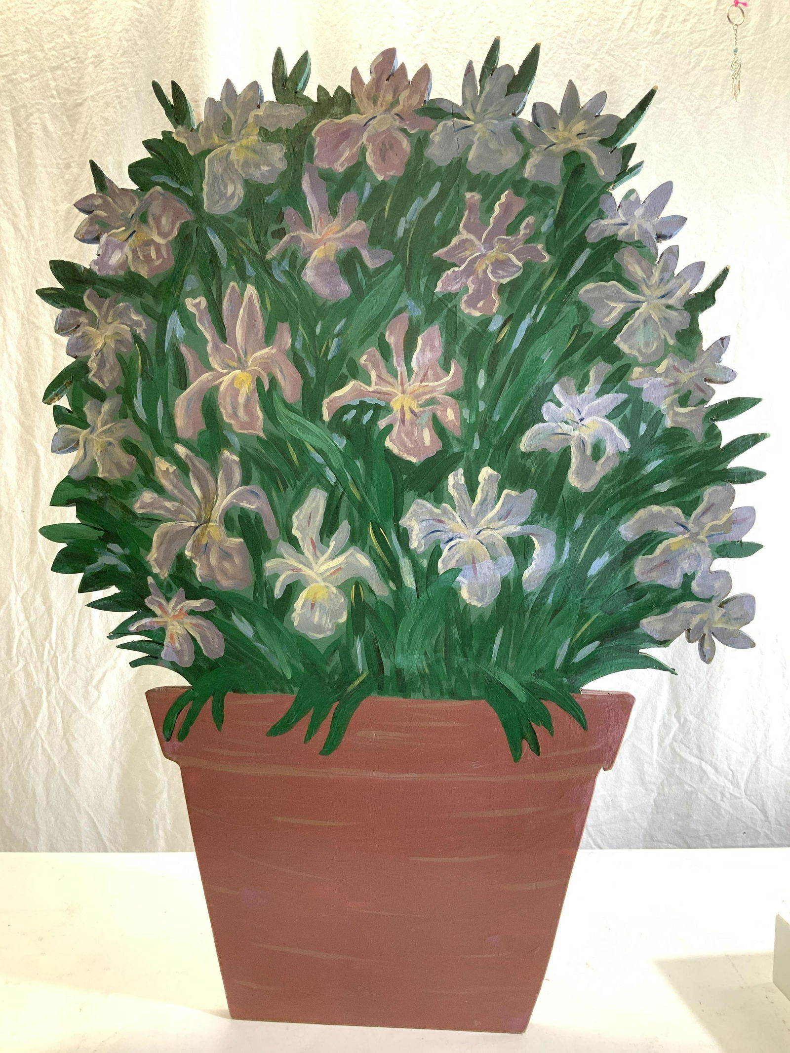 Oversized Hand Painted Wood Board Flower Pot sgn (1 of 8)
