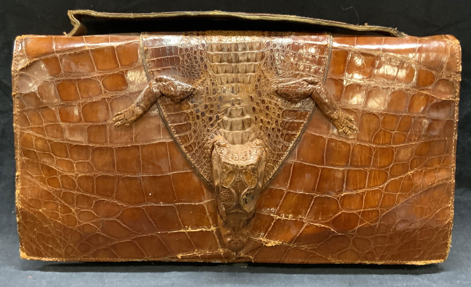 Vtg Brown Alligator Leather Briefcase Bag (1 of 7)