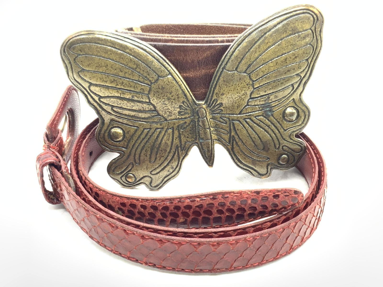 2 Vintage Genuine Leather & Snake Skin Belts (1 of 11)