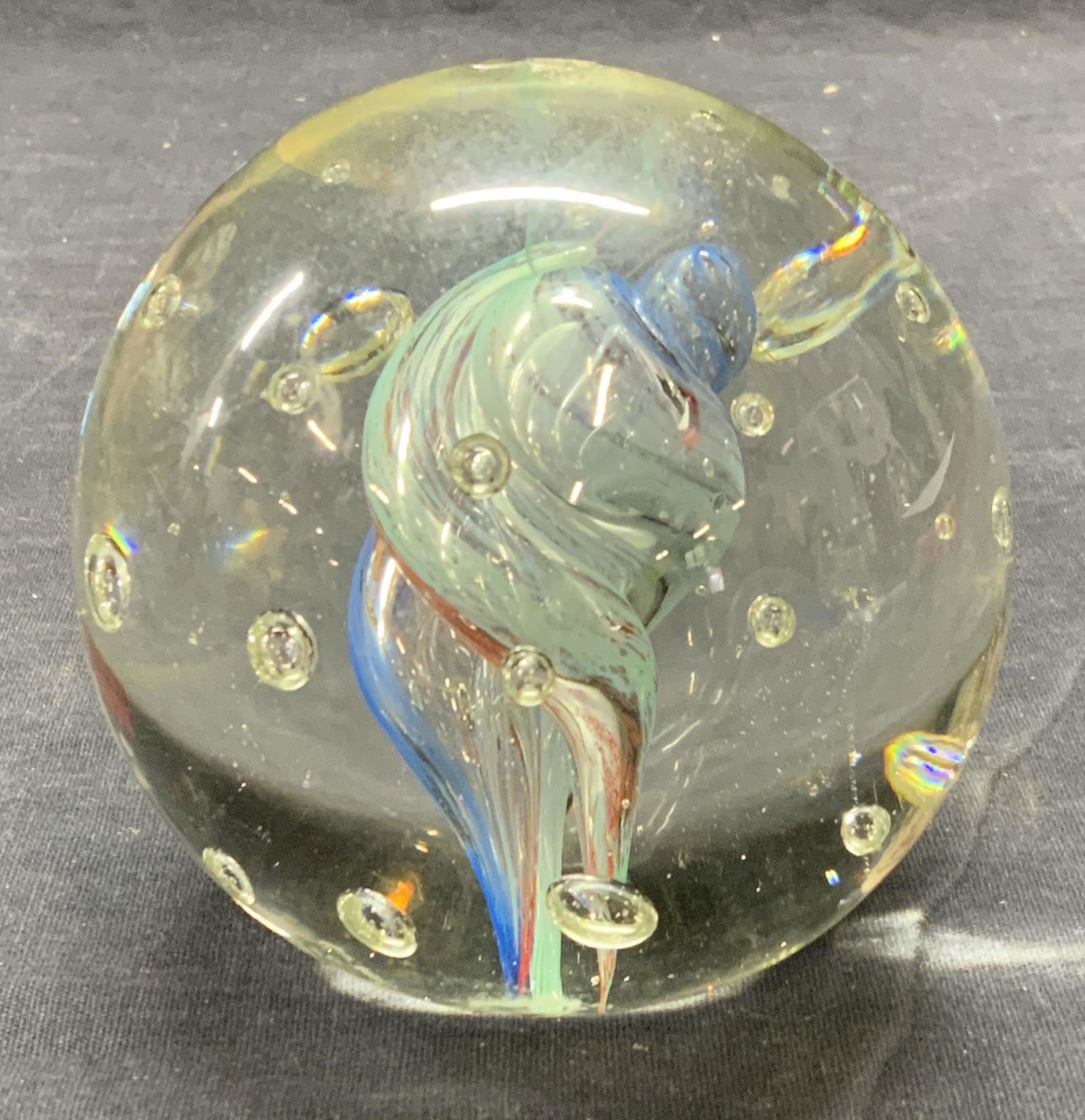 Controlled Bubble Swirl Art Glass Paperweight (1 of 6)