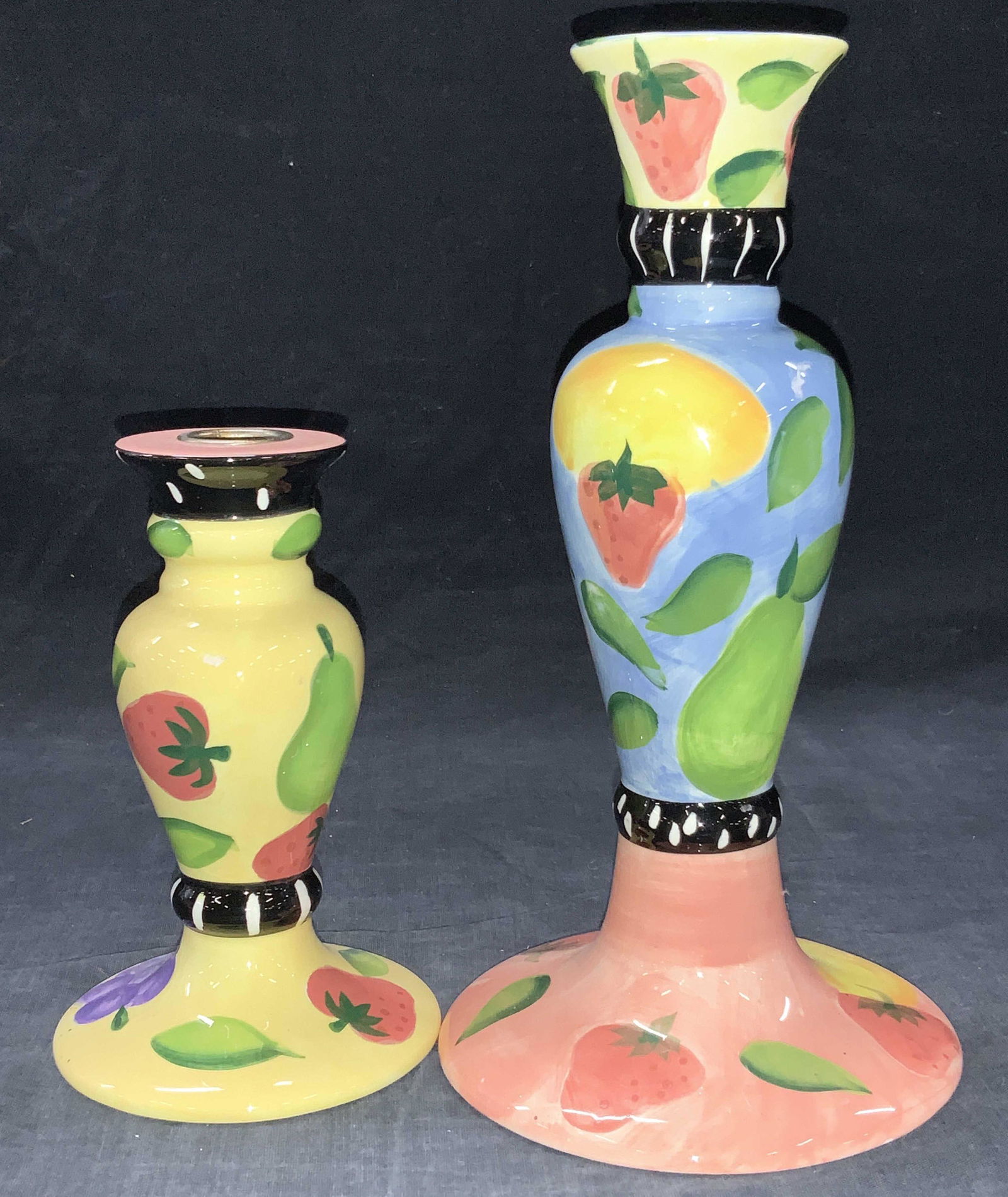 2 Bella Casa Hand Painted Ceramic Candle Holders (1 of 8)
