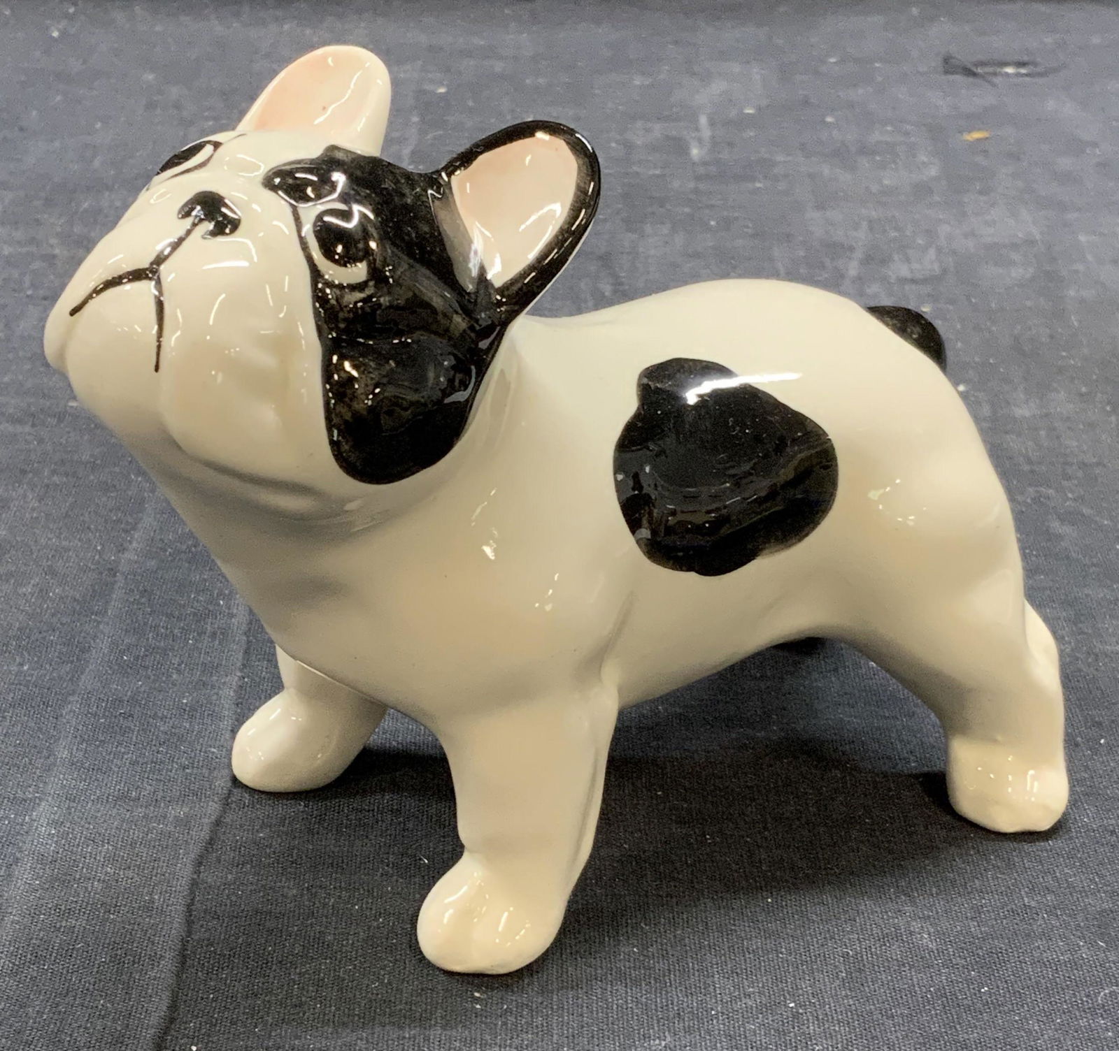 Signed Porcelain French Bull Dog Figurine (1 of 6)