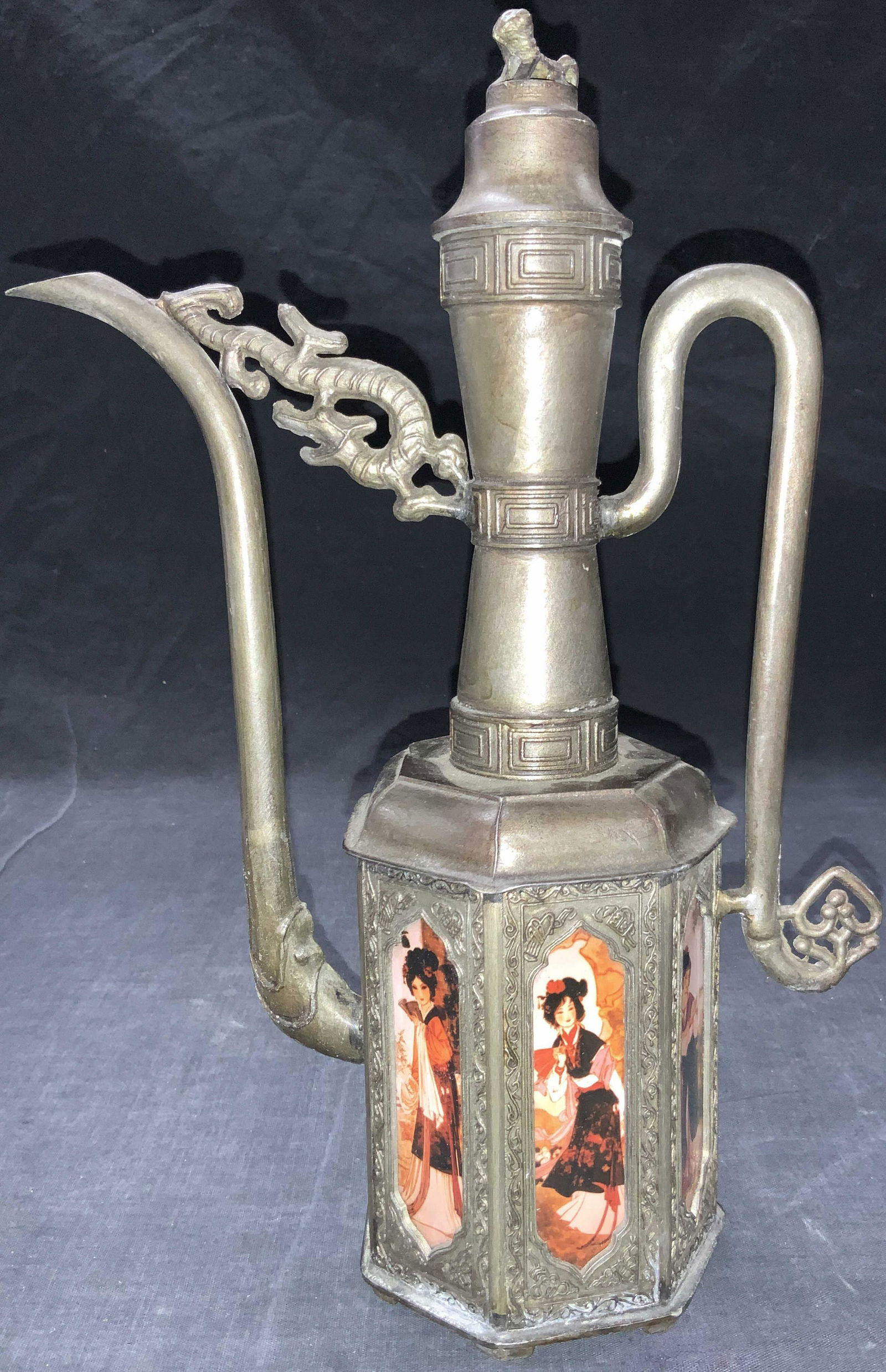 Asian Heptagon Metal Tea Pot (1 of 7)