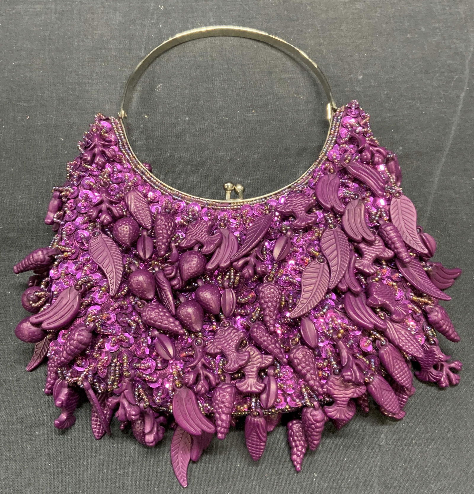 Purple Beaded Sequin Evening Bag (1 of 6)