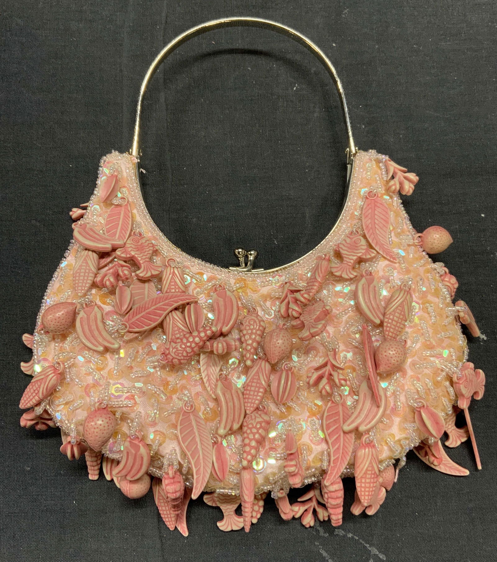 Pink Beaded Sequin Evening Bag (1 of 6)