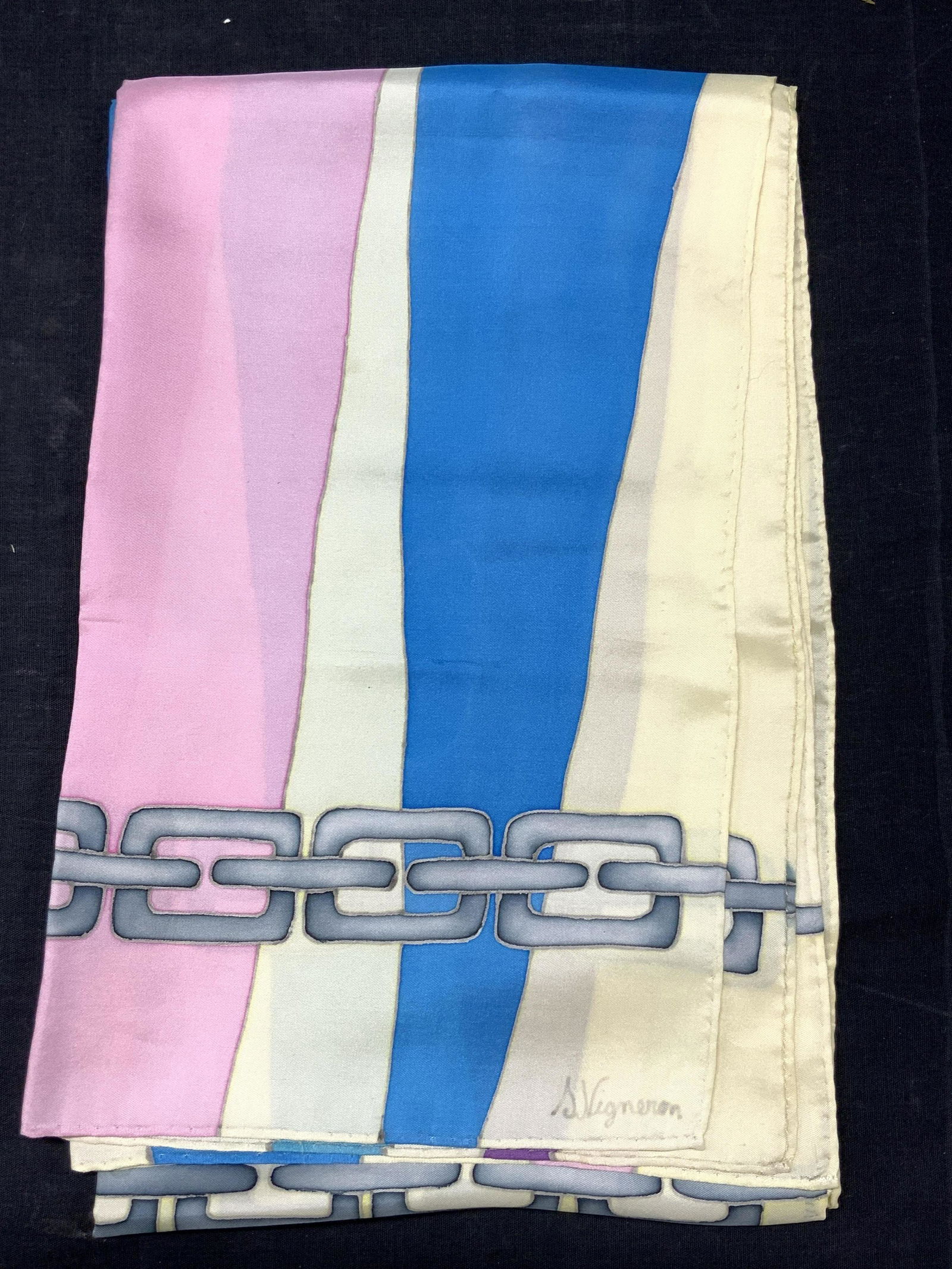 S.Vigneron Geometric & Chain Patterned Silk Scarf (1 of 7)
