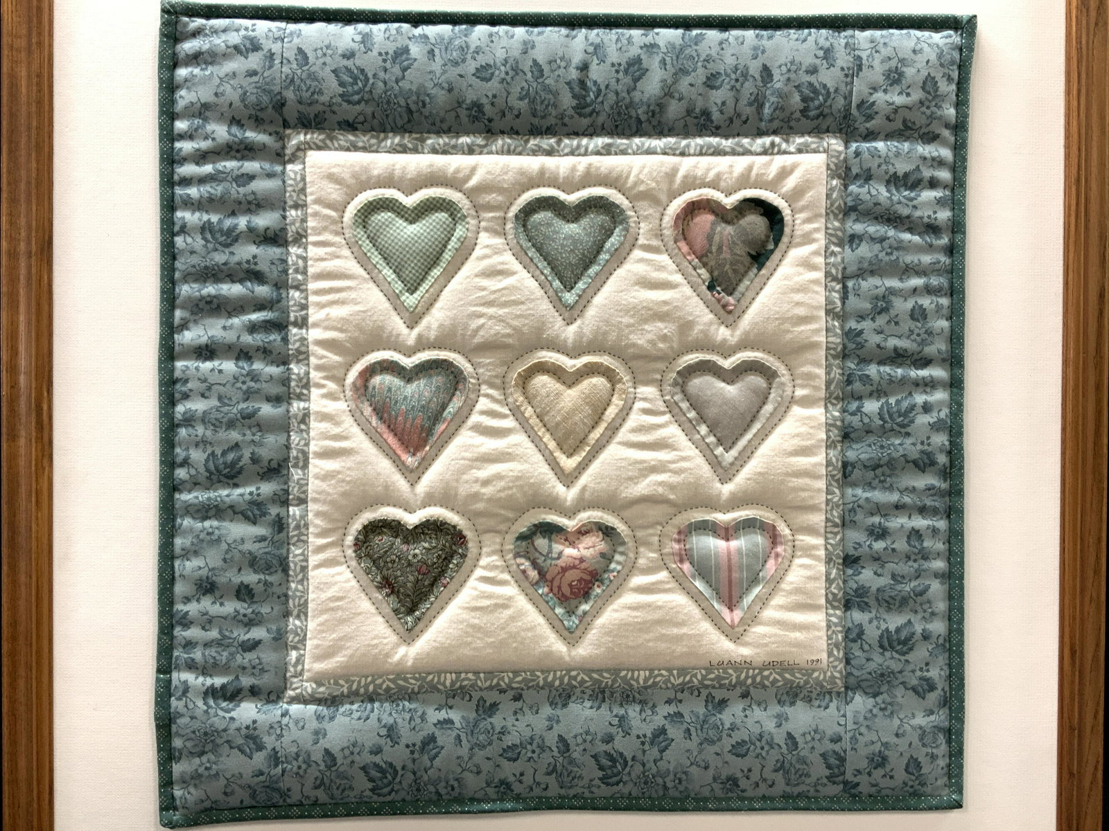 Luann Udell Signed Framed Heart Quilt Square (1 of 9)
