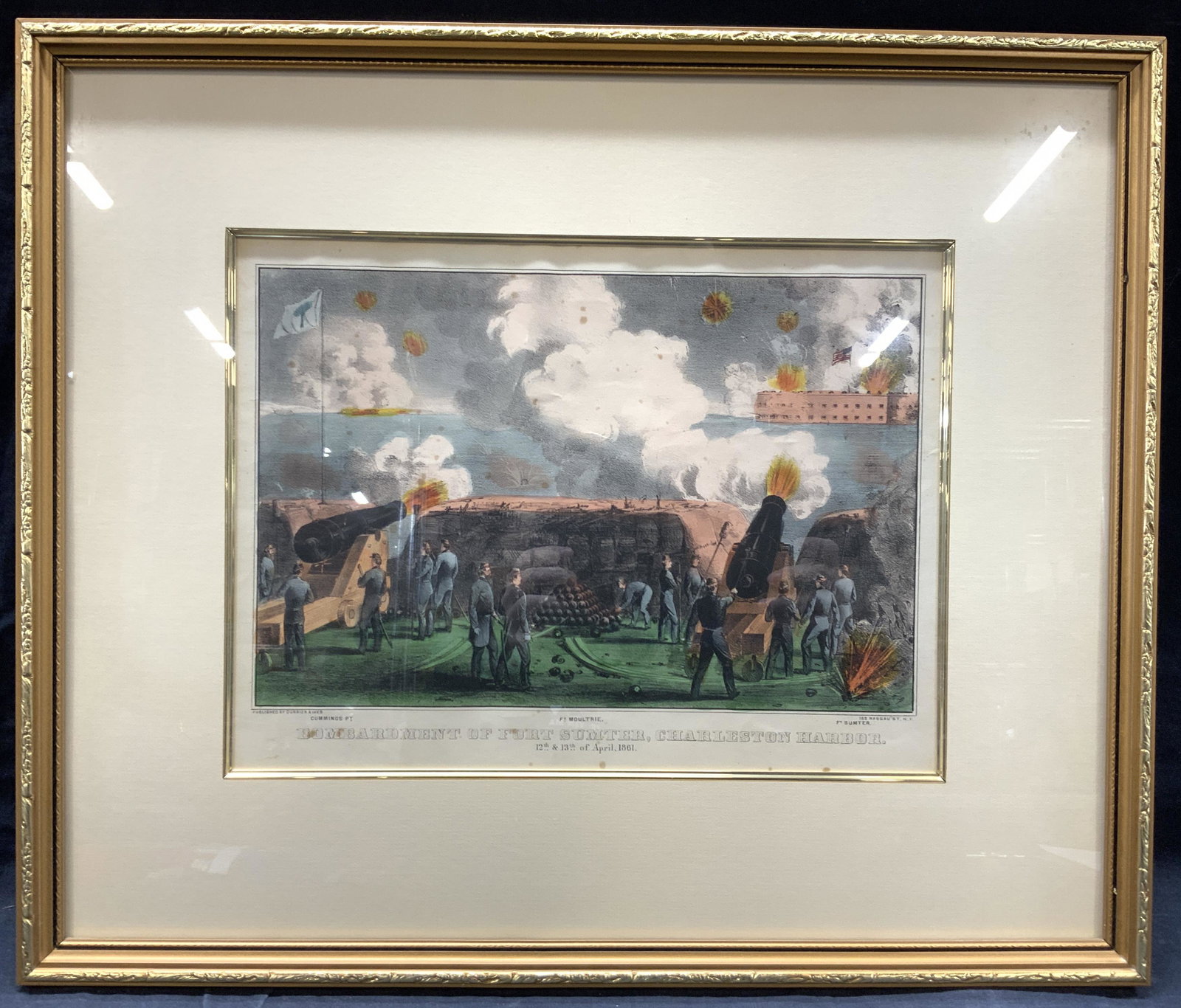 Bombardment of Fort Sumter Colored Etching (1 of 11)