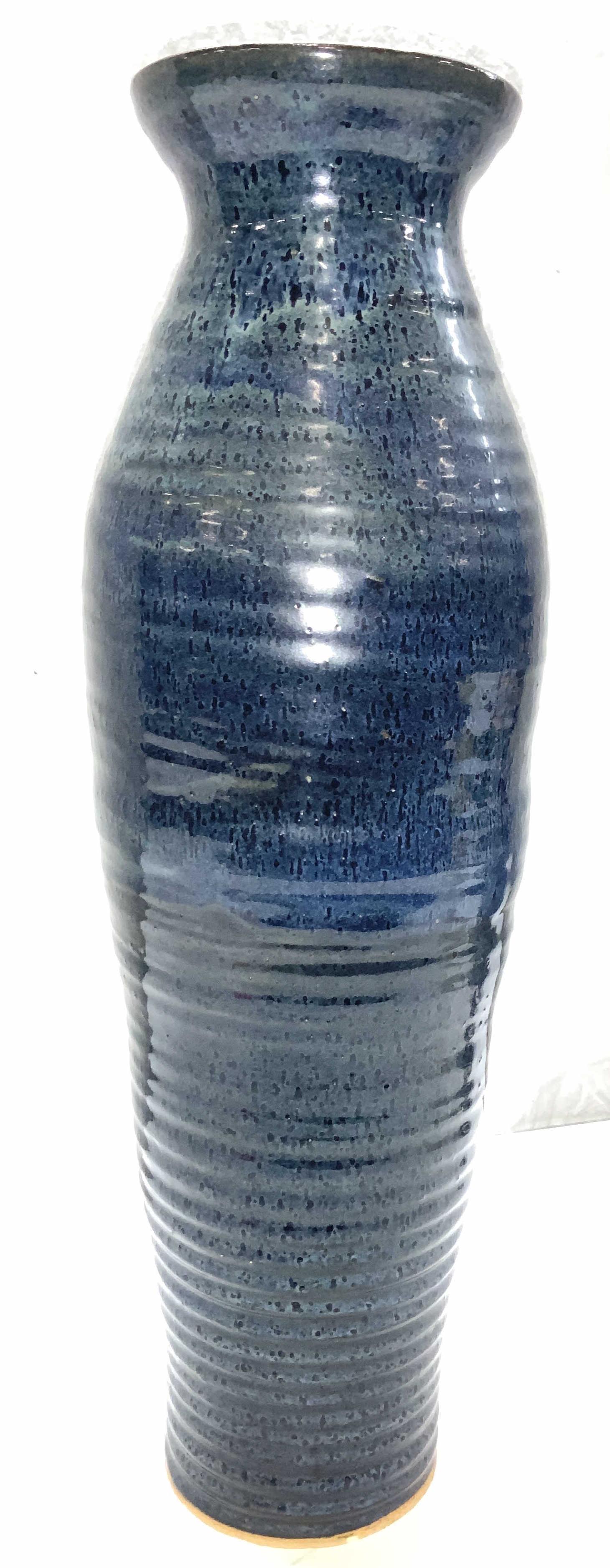 MC Tall Glazed Vase Wheel Pottery Signed XL 1.8ftH (1 of 7)