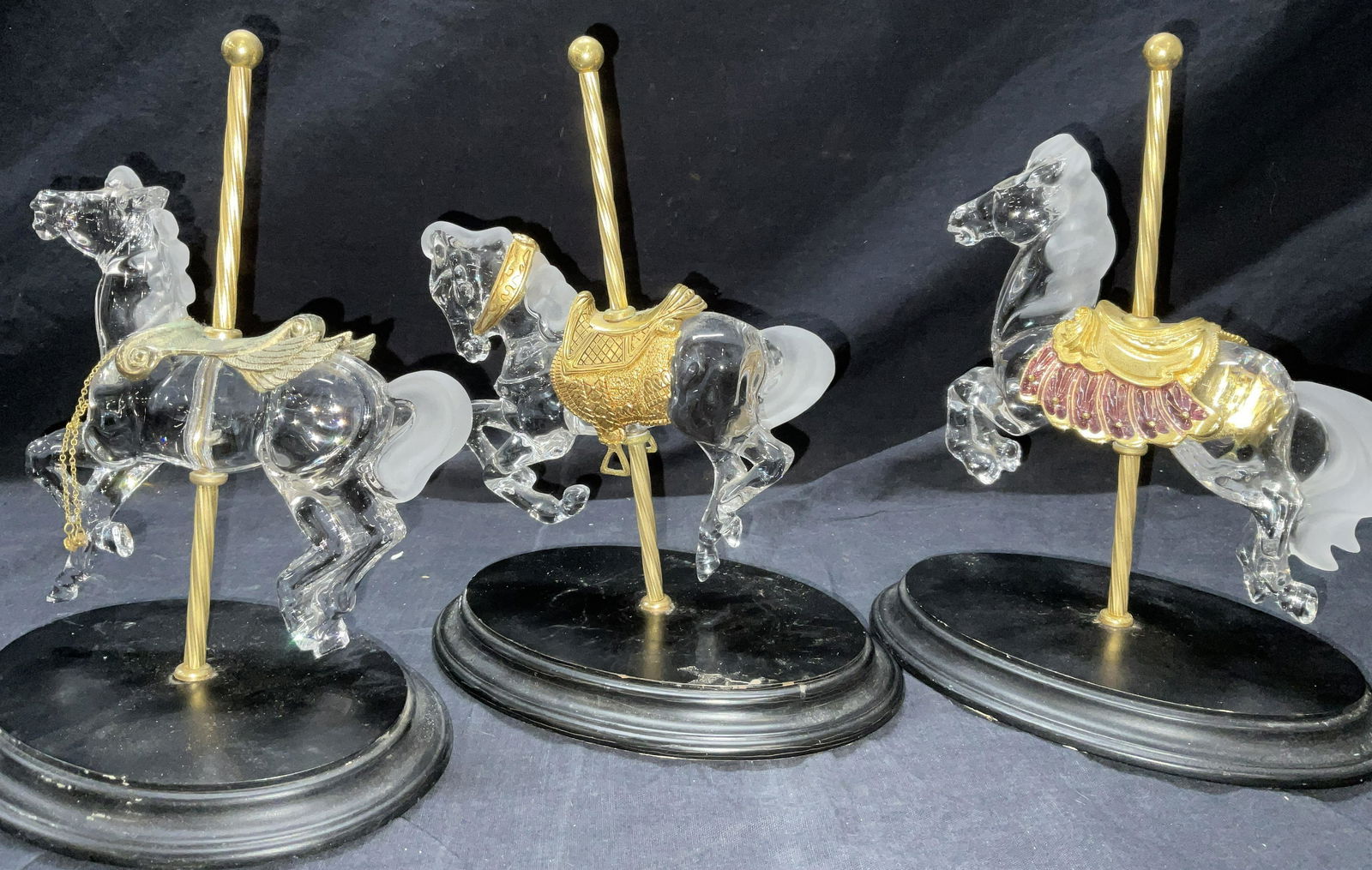 Lot 3 Crystal Carrousel Horses by W. Dentzel. (1 of 7)