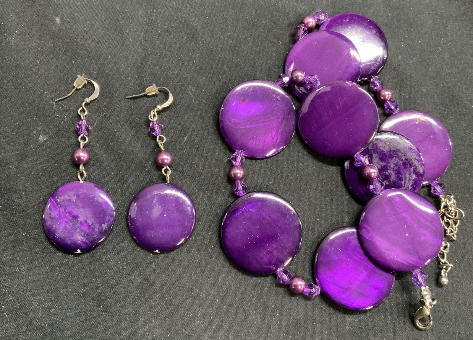 Set Purple Beaded Necklace & Dangle Earrings (1 of 6)
