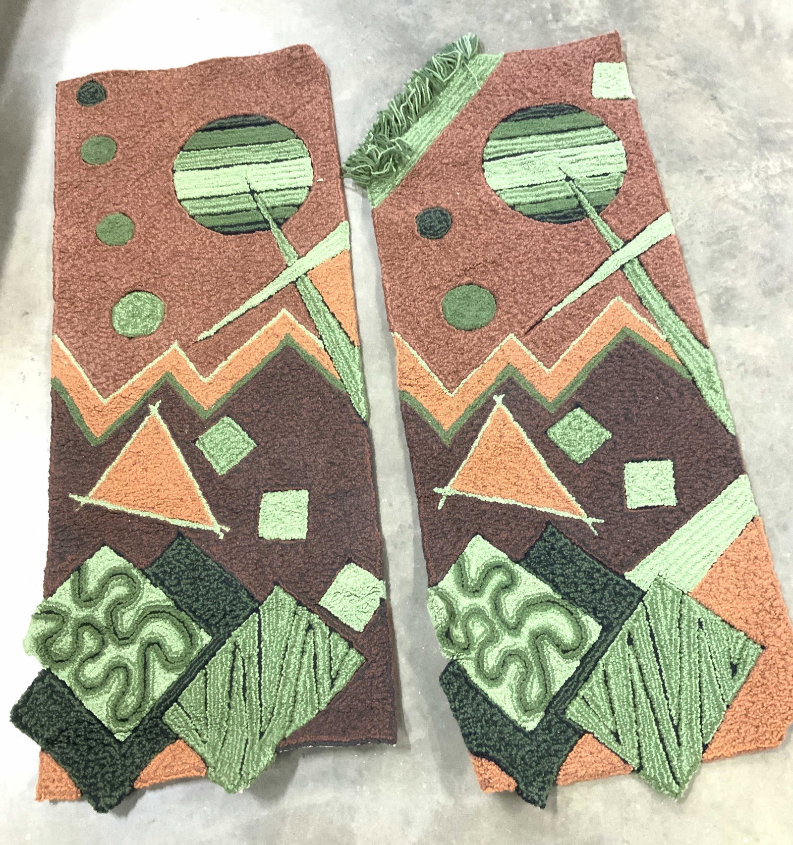 Pair Looped Wool Accent Rug Tapestries on Canvas (1 of 9)