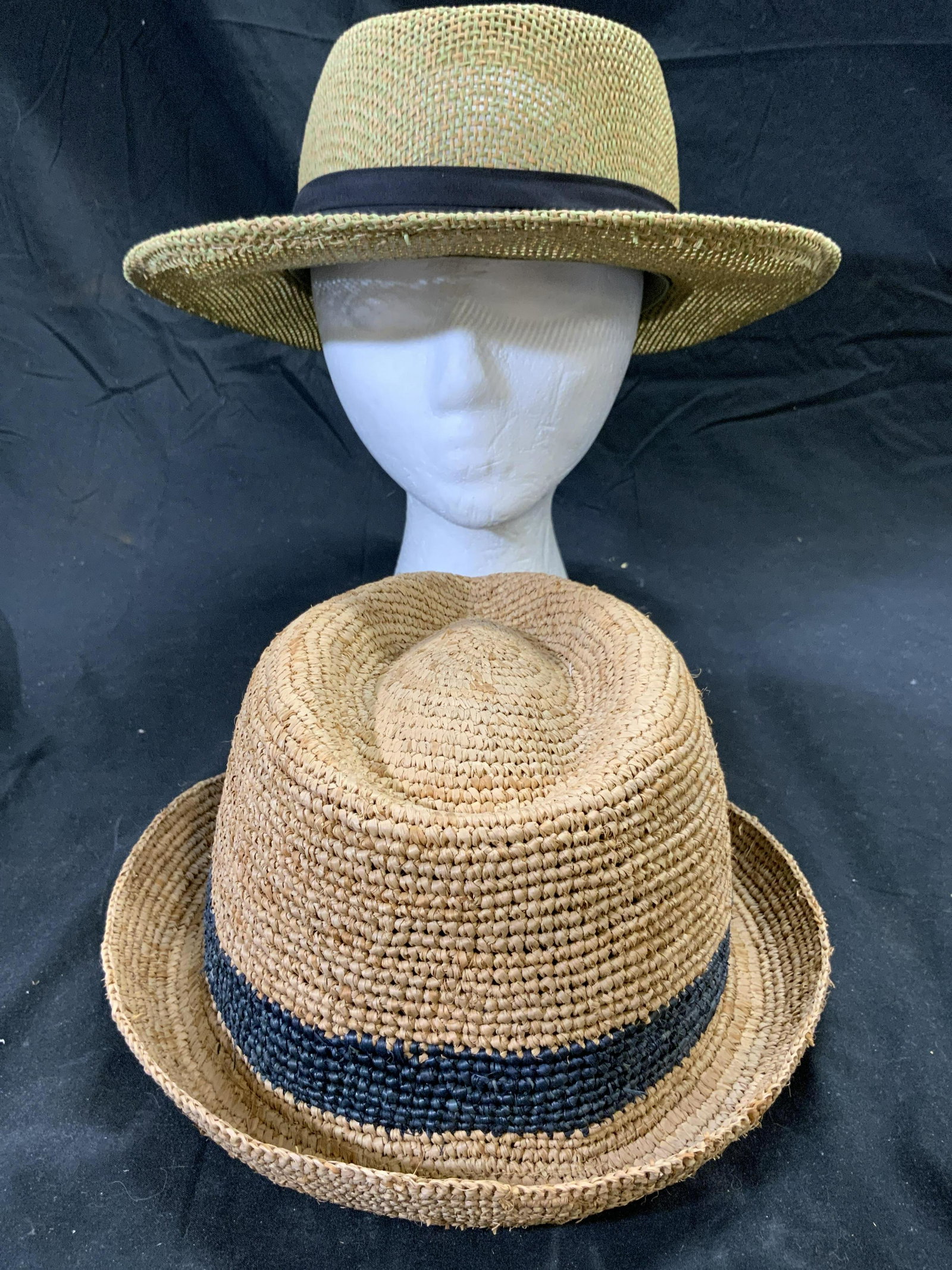 Lot 2 Vintage Woven Straw Panama Hats S/M (1 of 7)