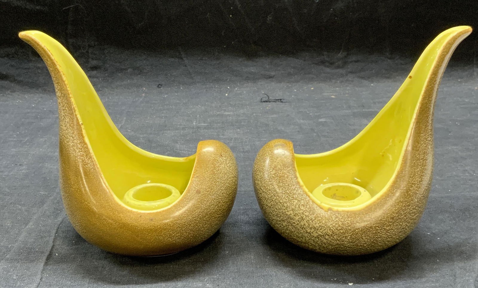 Pair RED WING Brown/Green Pottery Candlesticks (1 of 8)