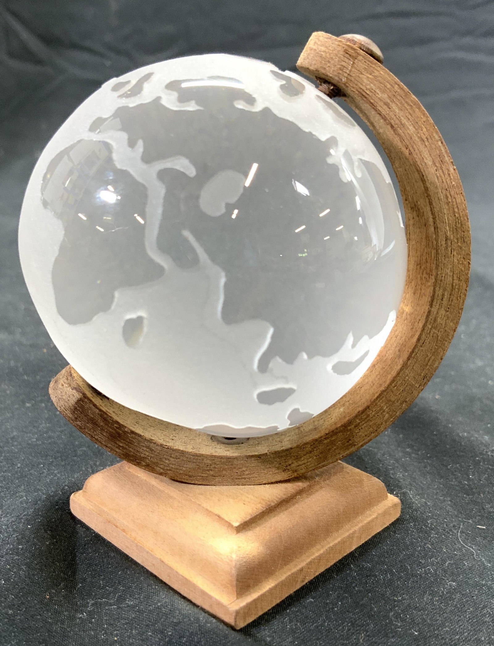 Frosted Glass Globe W Wood Base (1 of 6)