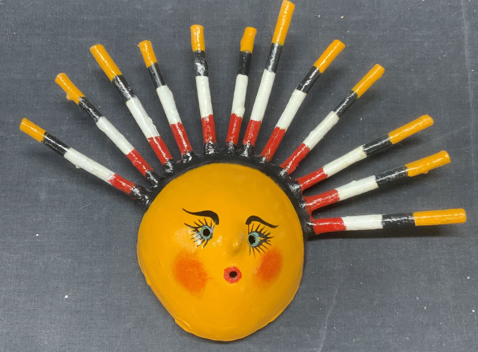 Handcrafted Folk Art Figural with Headdress Mexico (1 of 7)