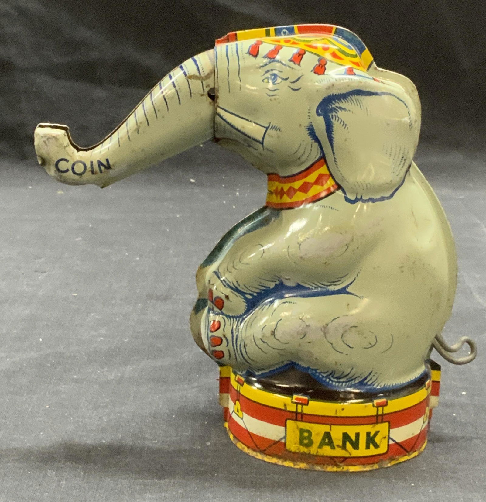 Vtg CHEIN Enameled Circus Elephant Coin Bank (1 of 7)