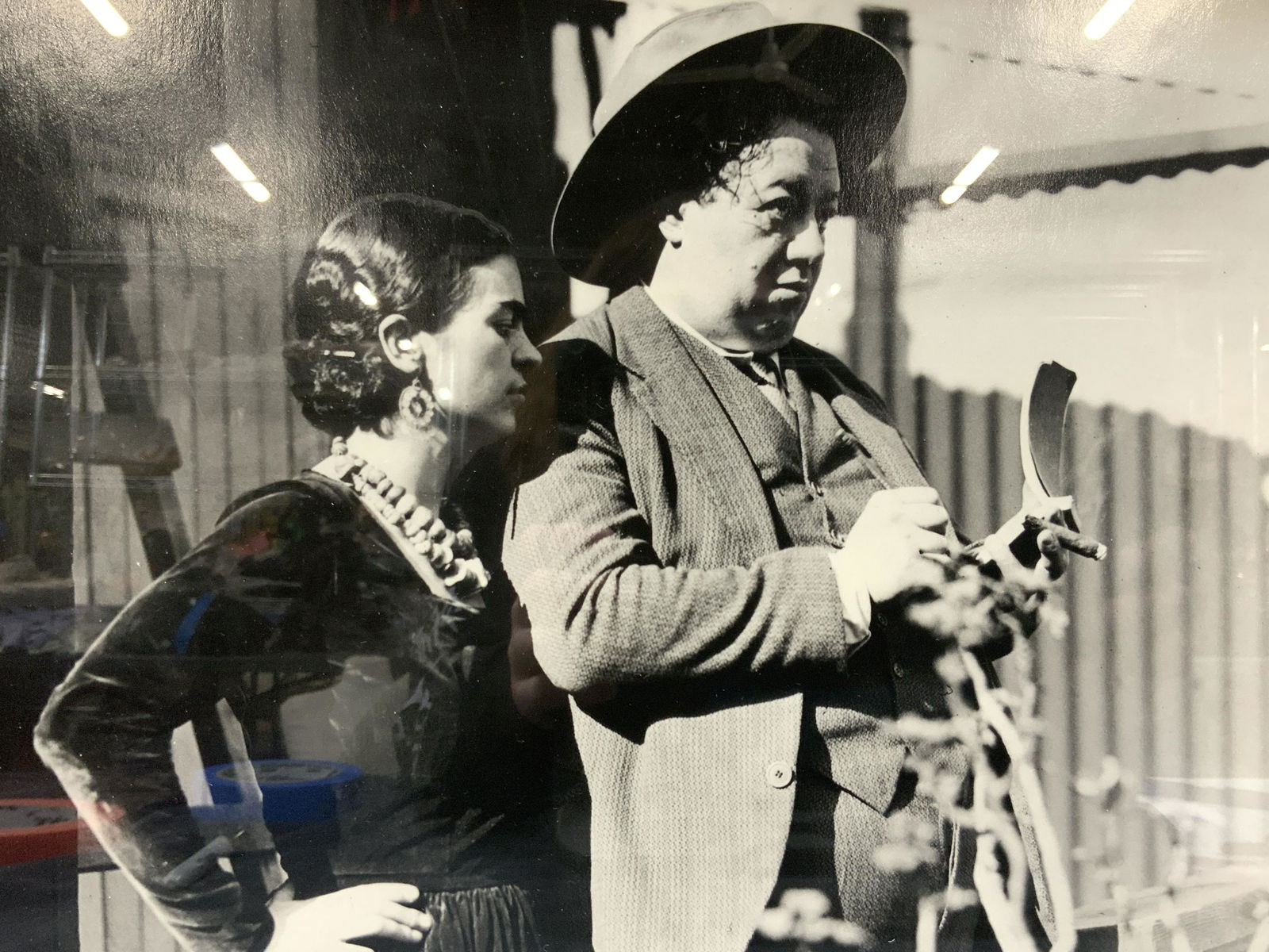 New York Times Archive Photo Frida Kahlo & Diego: Marked on lower right, embossed, The New York Times Photo Collection. Backside has paper that reads, Frida Kahlo & Diego Rivera, 1930. The New York Times Photo Archives. Depicts a black and white silv