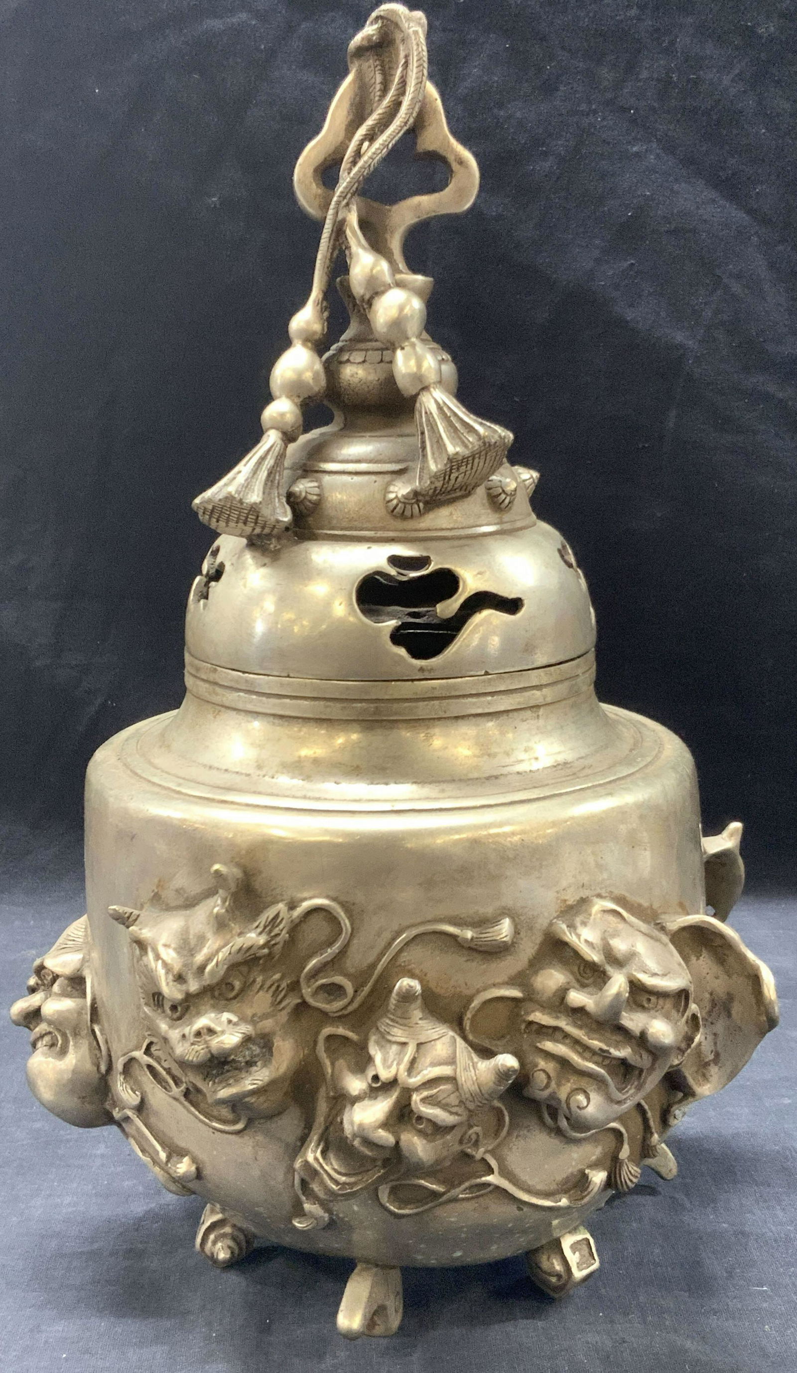 Asian Mask Metal Censer  Vessel (1 of 11)